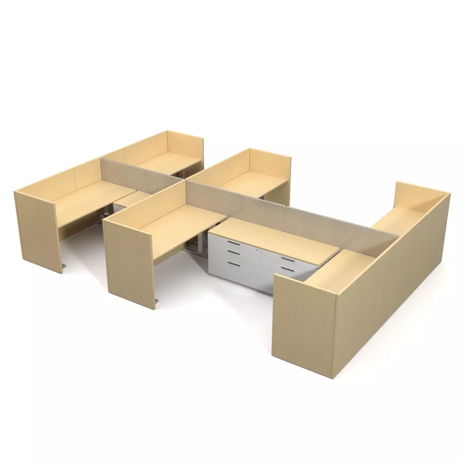 Office Desk Workstation PBR 3D model_0