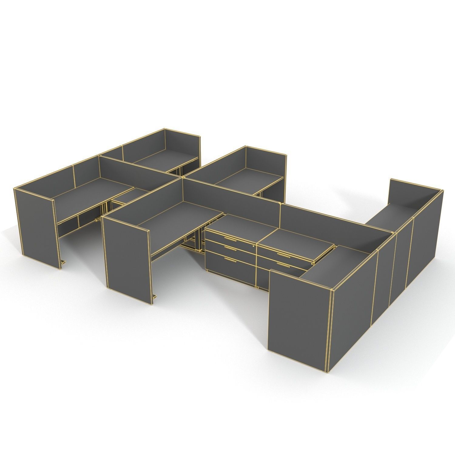 Office Desk Workstation PBR 3D model_5