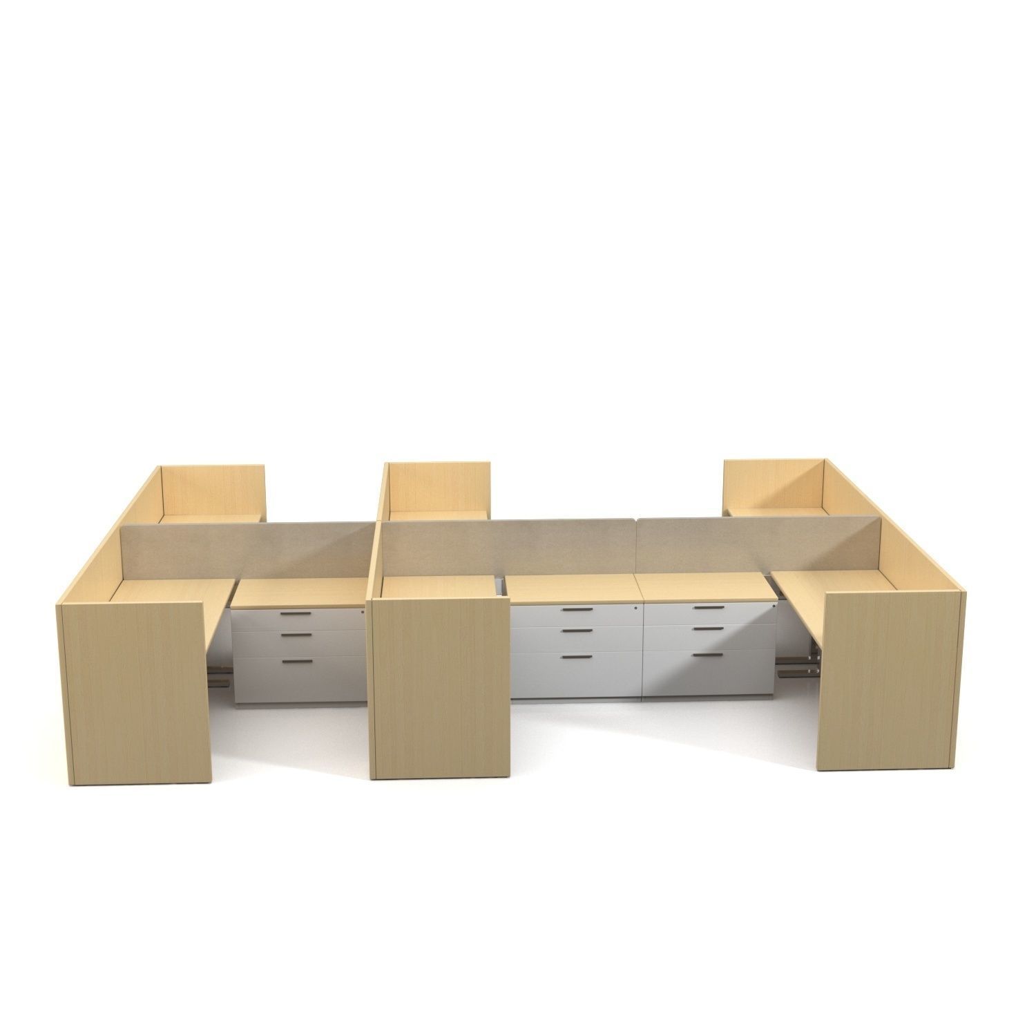 Office Desk Workstation PBR 3D model_4