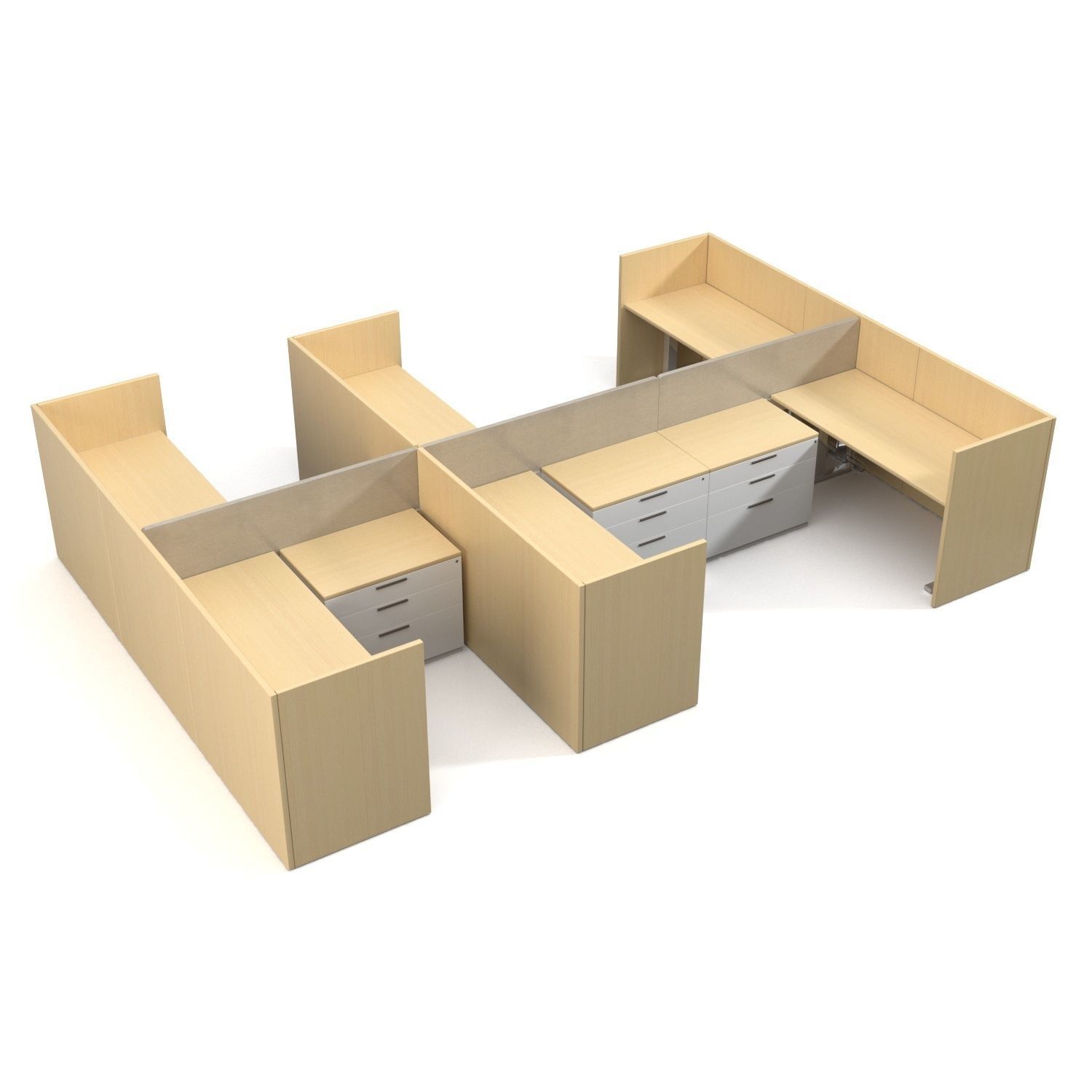 Office Desk Workstation PBR 3D model_2