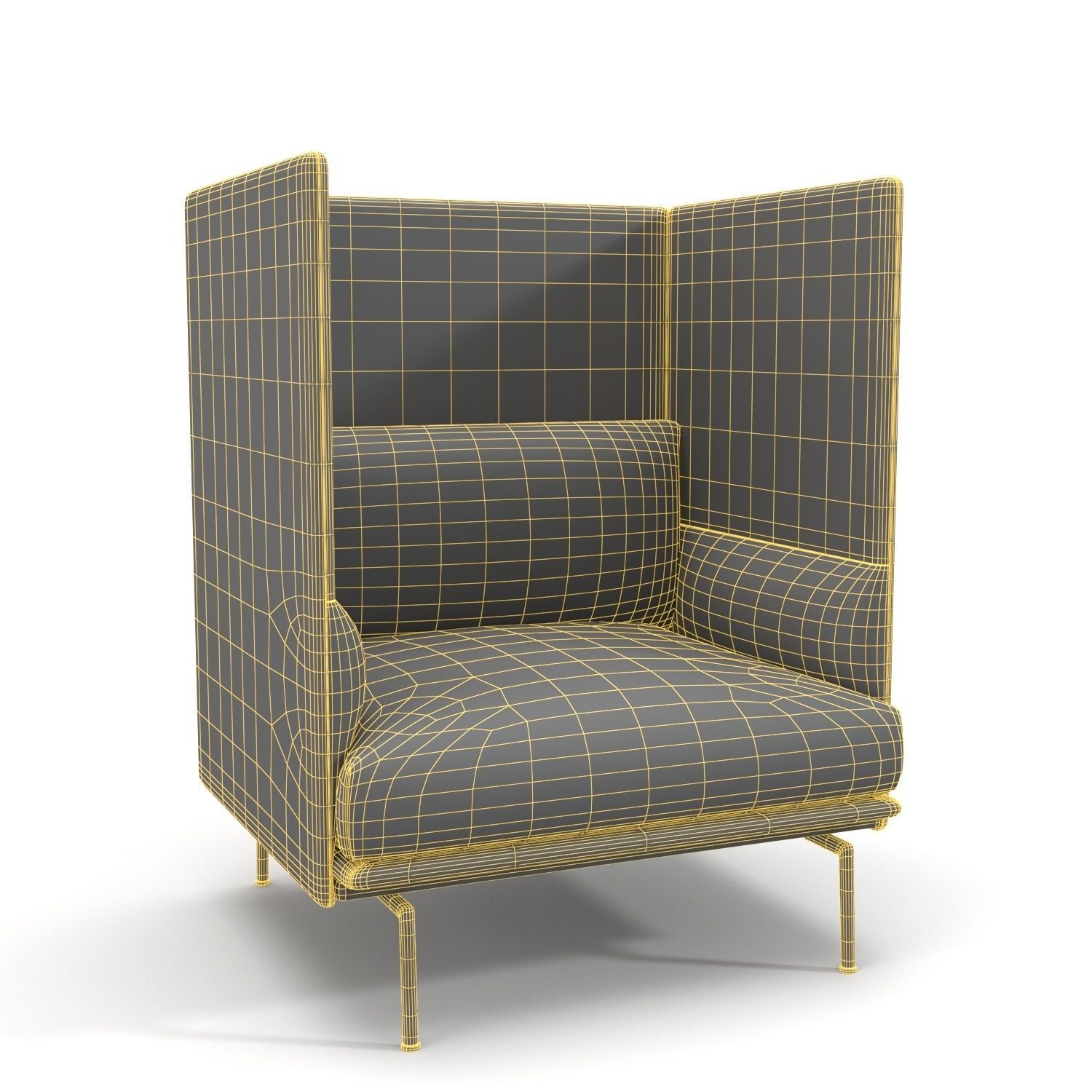 Outline Highback One Seater PBR 3D model_5