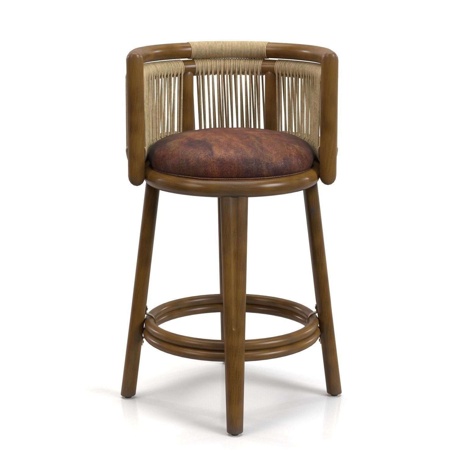 Palecek Bolero LogBack Bar Counter Stool PBR 3D model_2