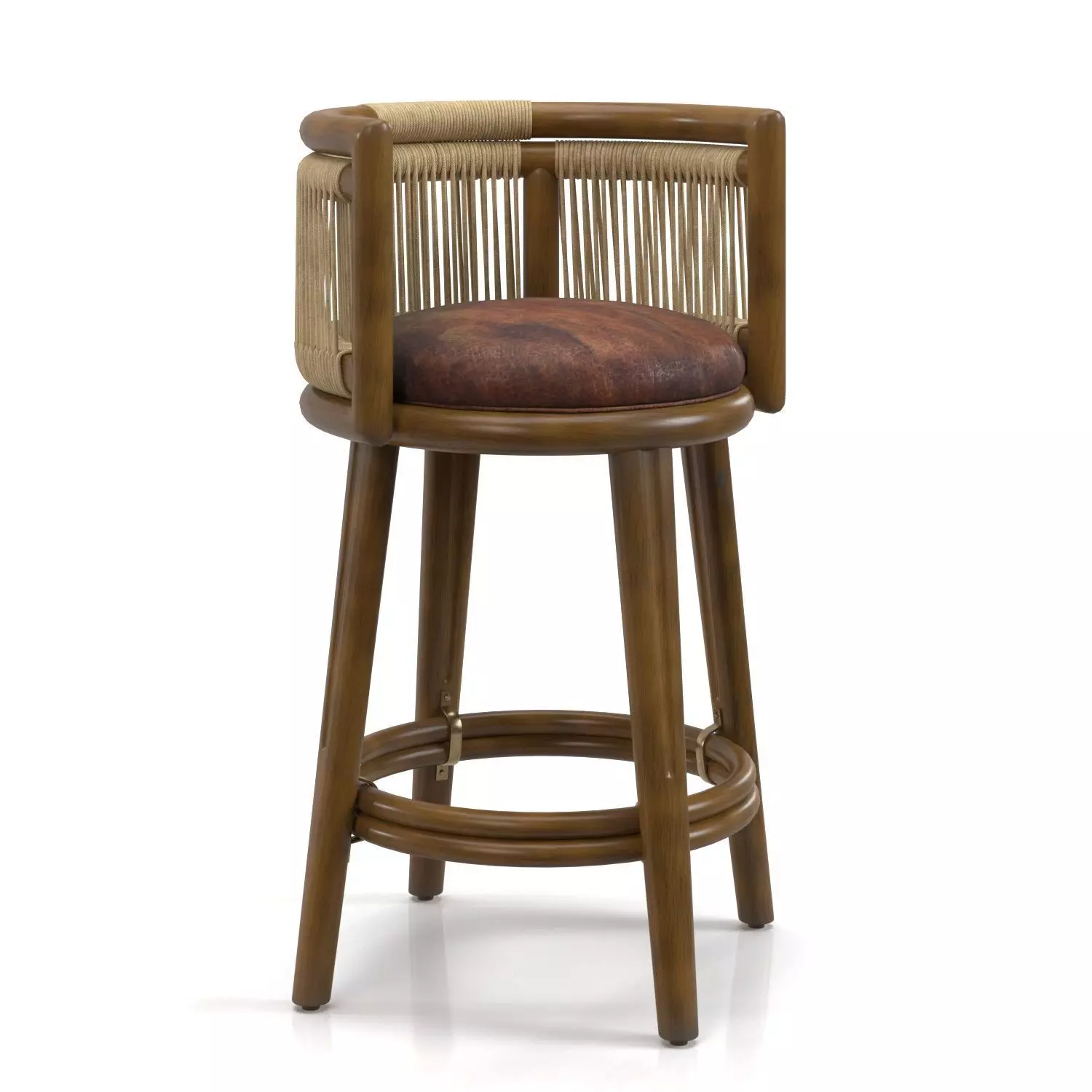 Palecek Bolero LogBack Bar Counter Stool PBR 3D model_0