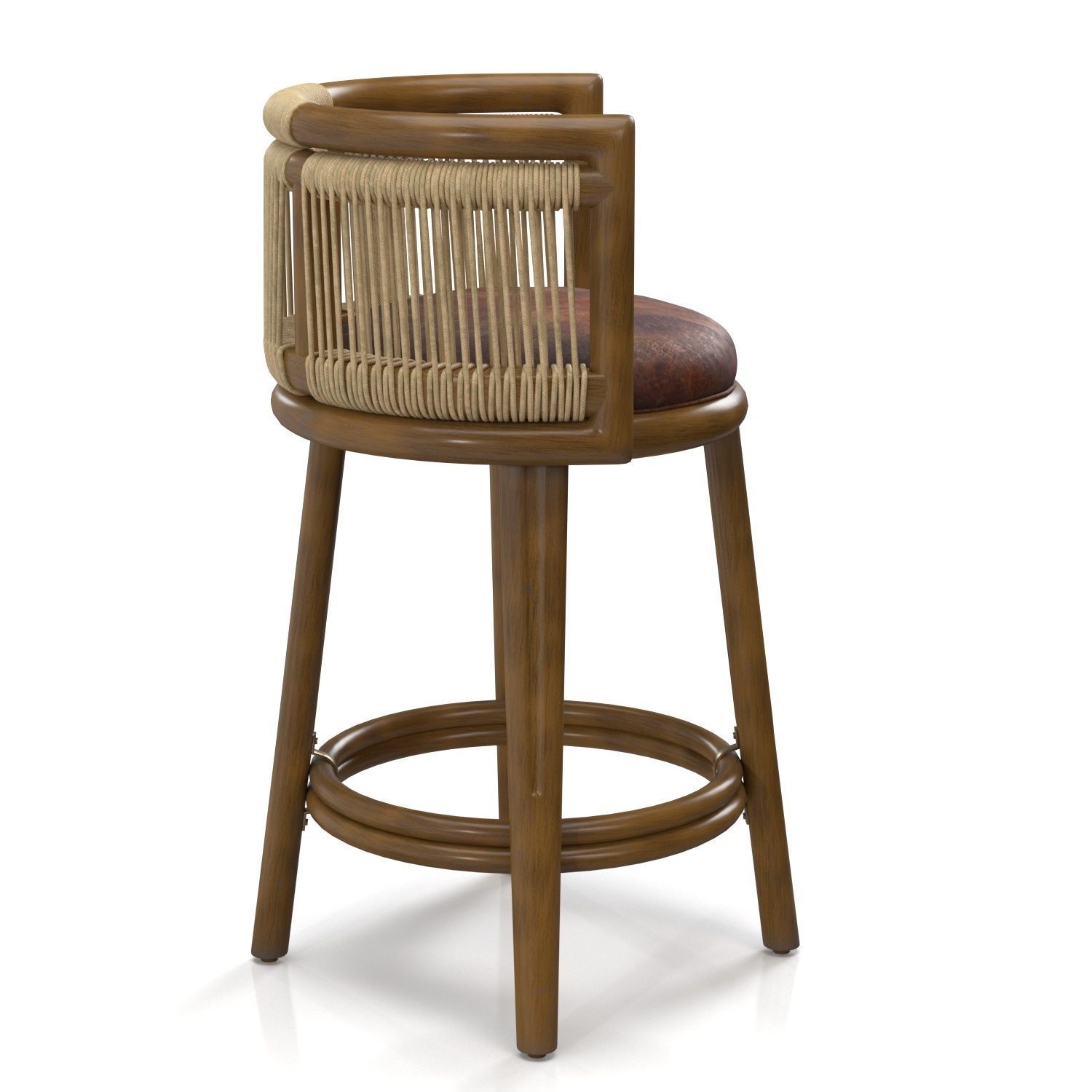Palecek Bolero LogBack Bar Counter Stool PBR 3D model_1
