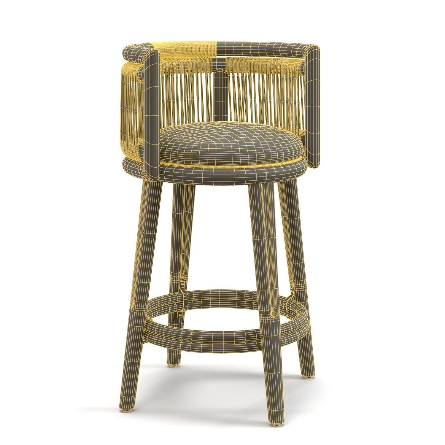 Palecek Bolero LogBack Bar Counter Stool PBR 3D model_5