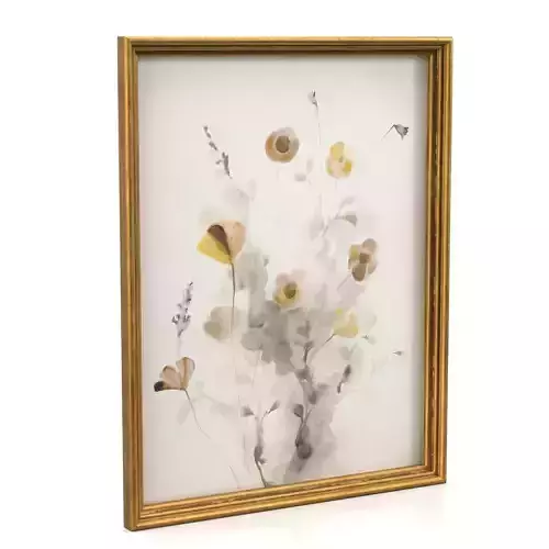 Poppies Watercolor Wall Art PBR 3D model