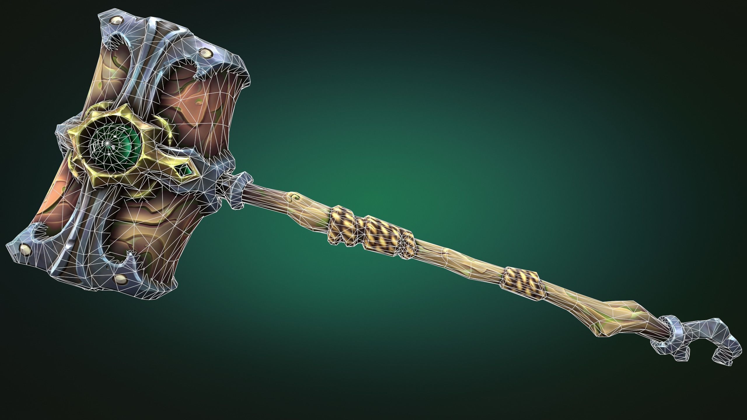 Coastal two handed hammer Low-poly 3D model_1