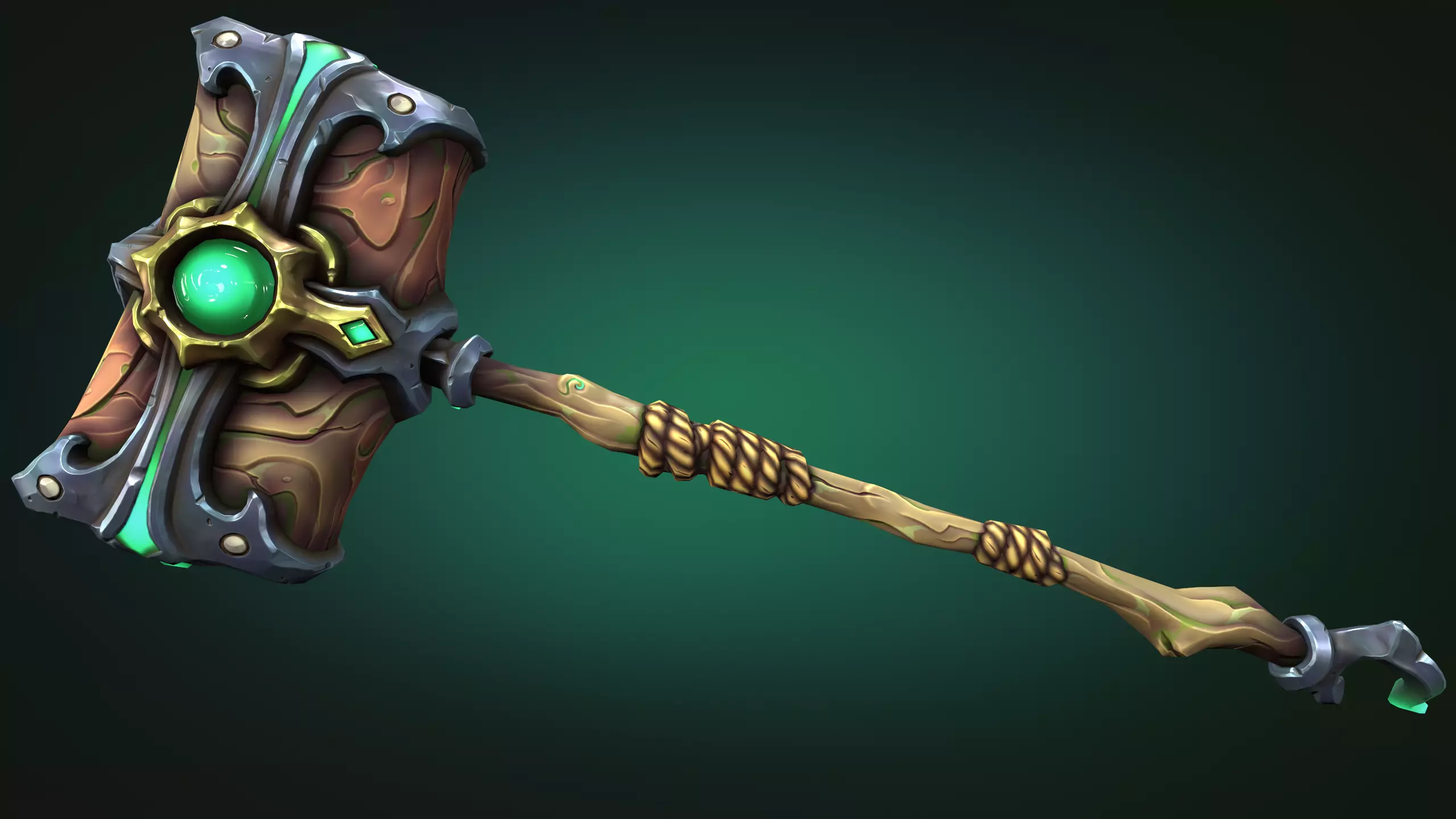 Coastal two handed hammer Low-poly 3D model_0