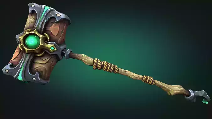 Coastal two handed hammer Low-poly 3D model