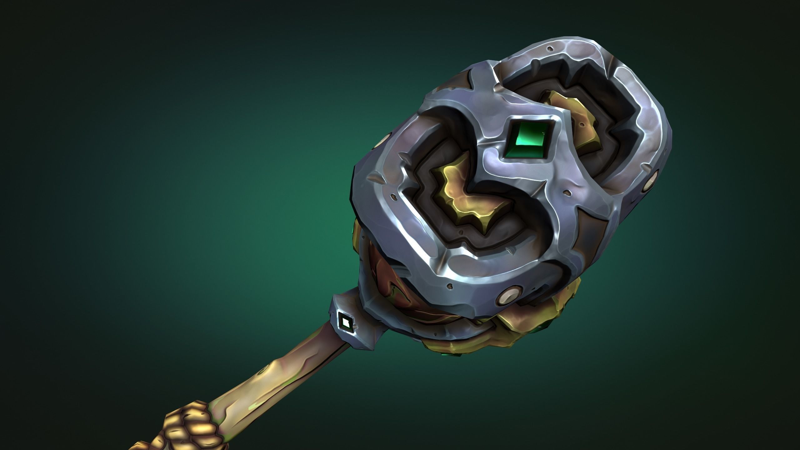 Coastal two handed hammer Low-poly 3D model_12