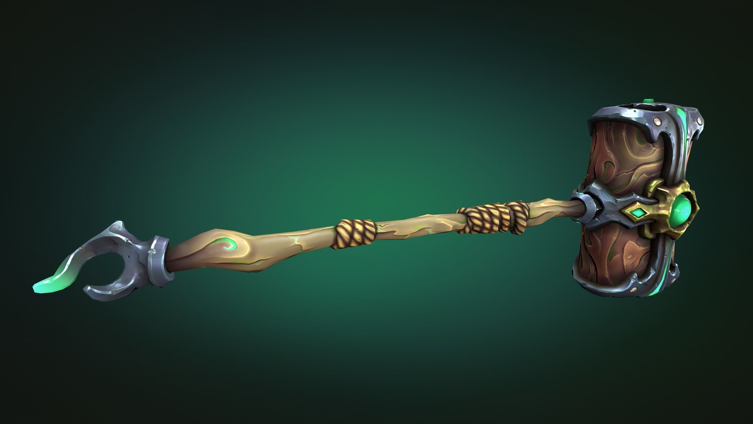 Coastal two handed hammer Low-poly 3D model_11