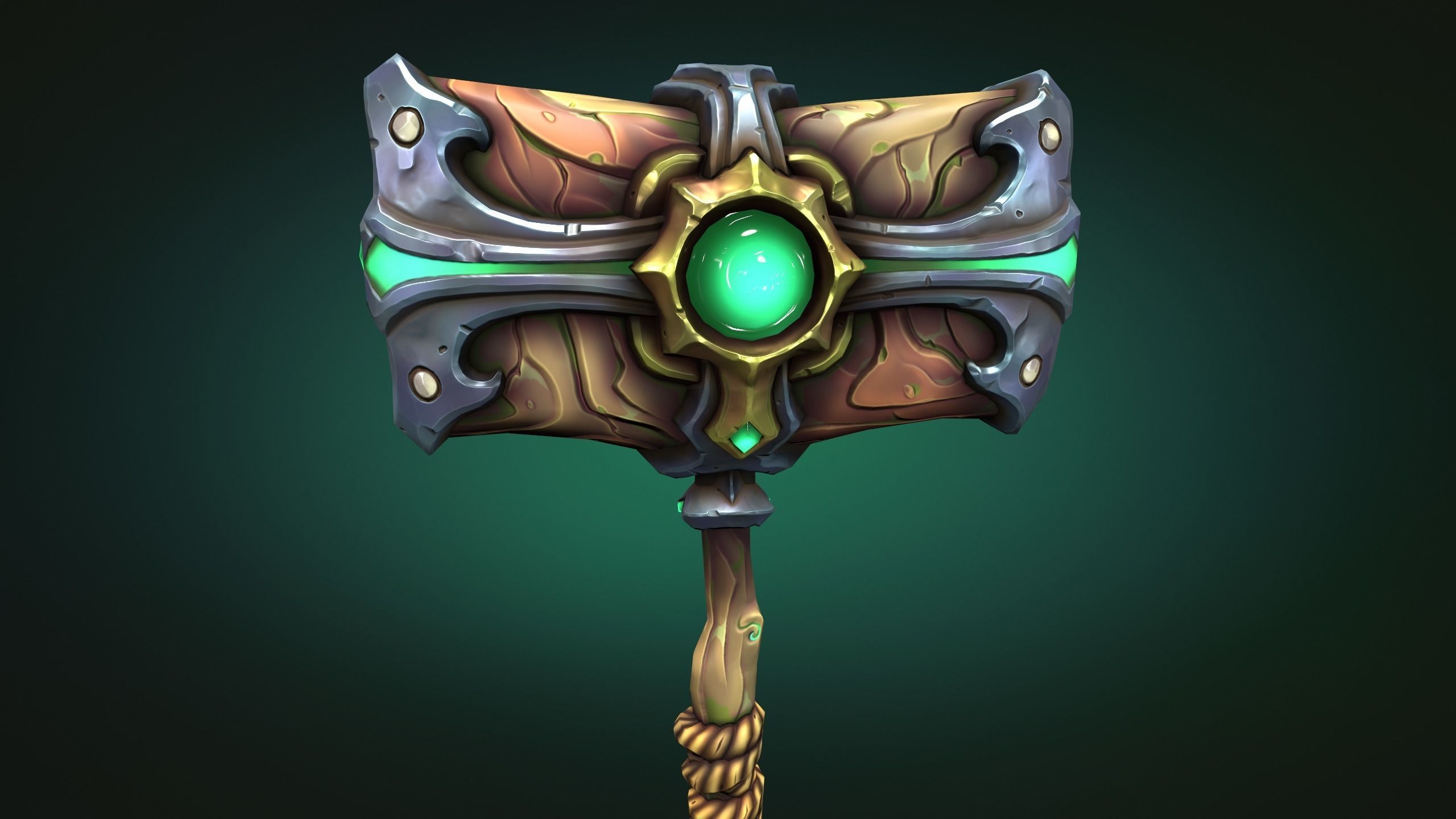 Coastal two handed hammer Low-poly 3D model_13