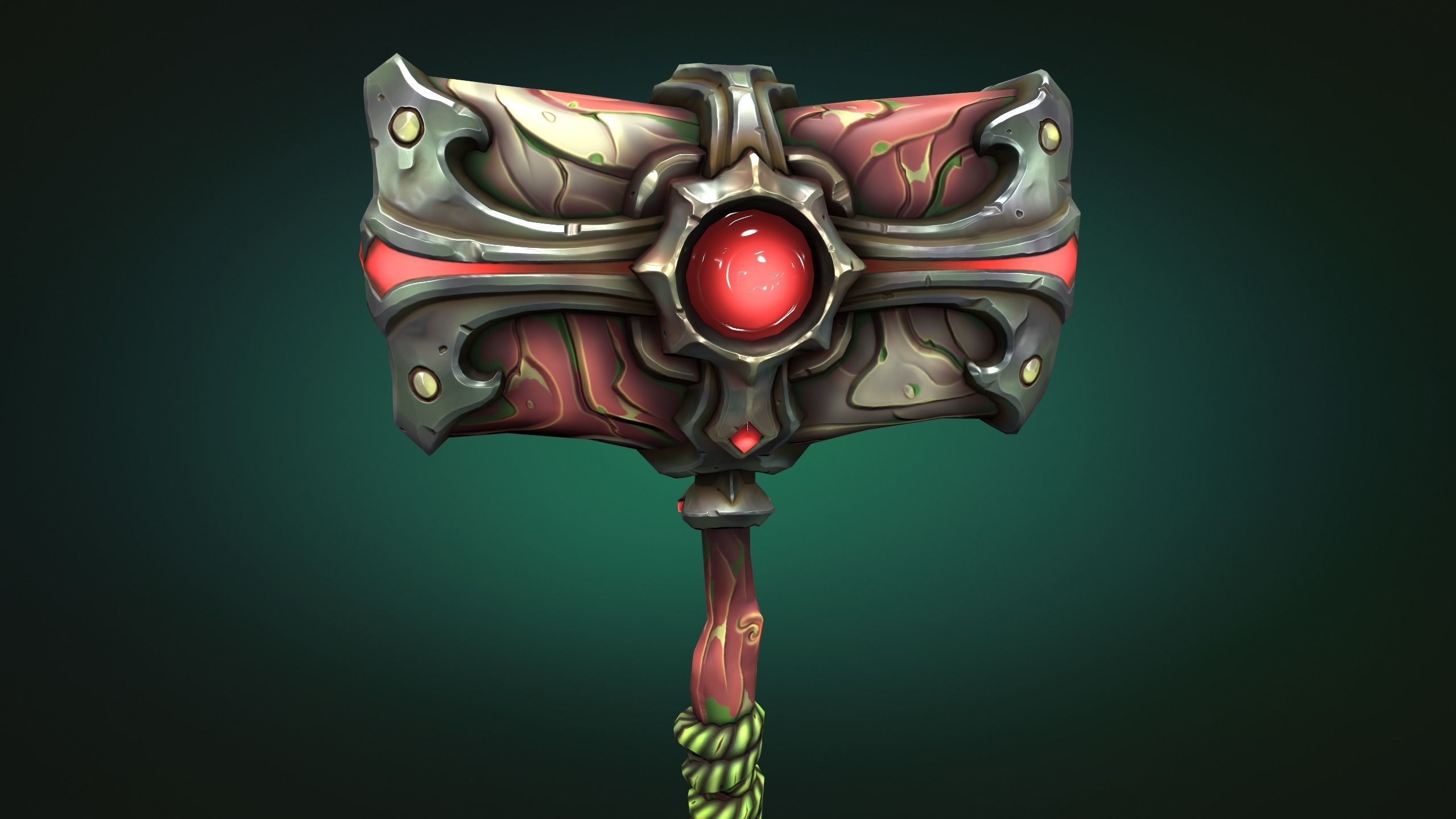 Coastal two handed hammer Low-poly 3D model_15