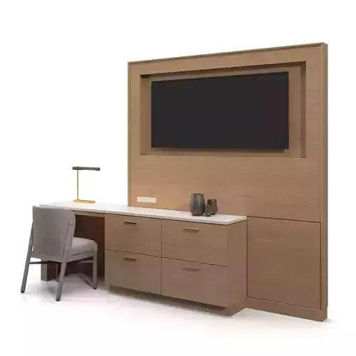 Tv Wall Panel With Dresser And Desk Combo PBR