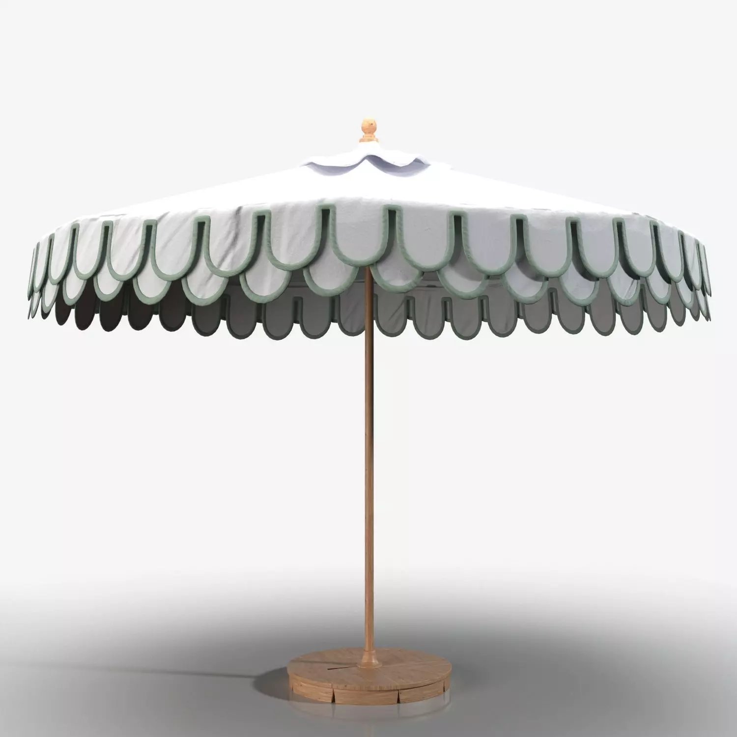 Wood Bottom Frame Outdoor Umbrella PBR 3D model