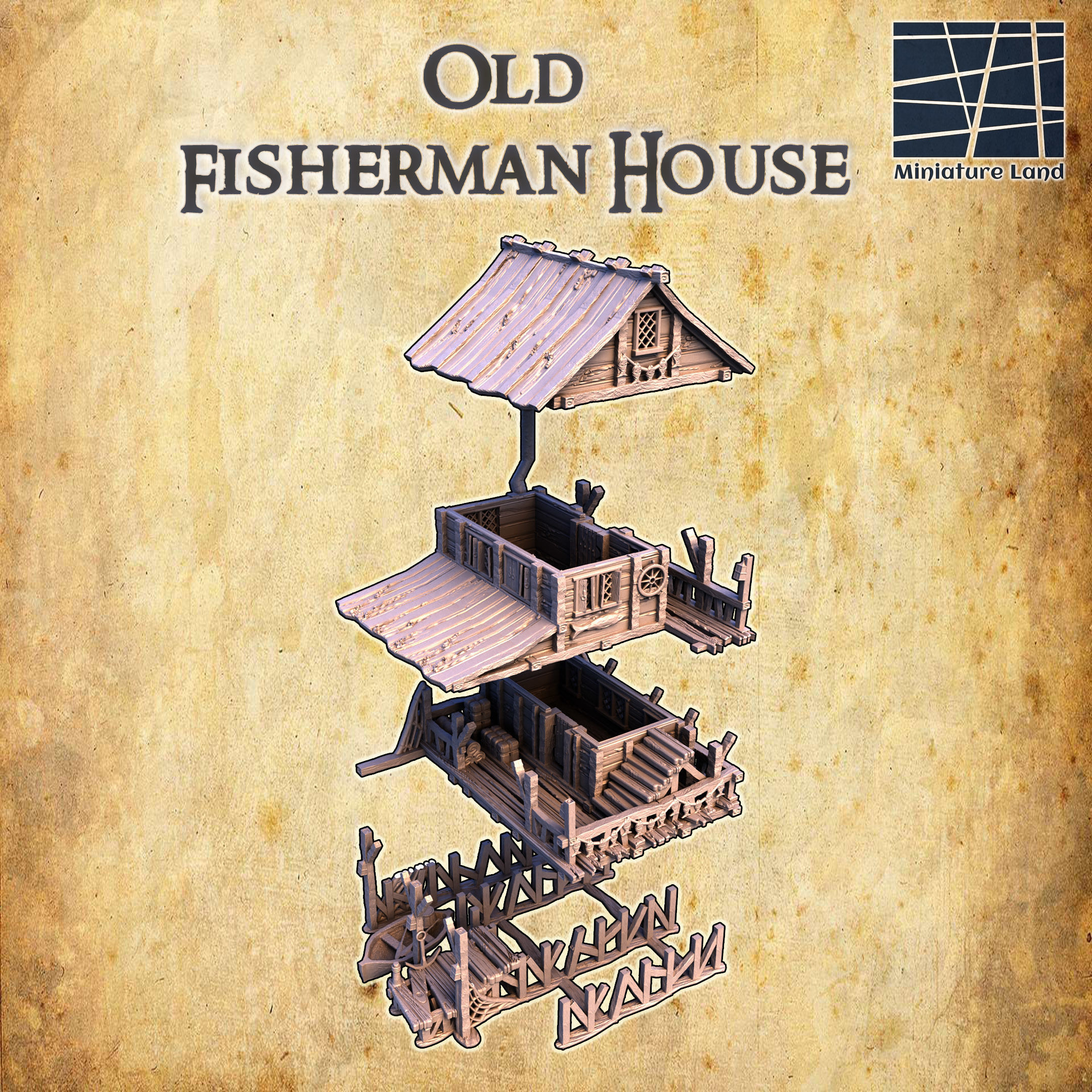 Old Fisherman House Tabletop Terrain 28 mm 3D print model 3D print model_4