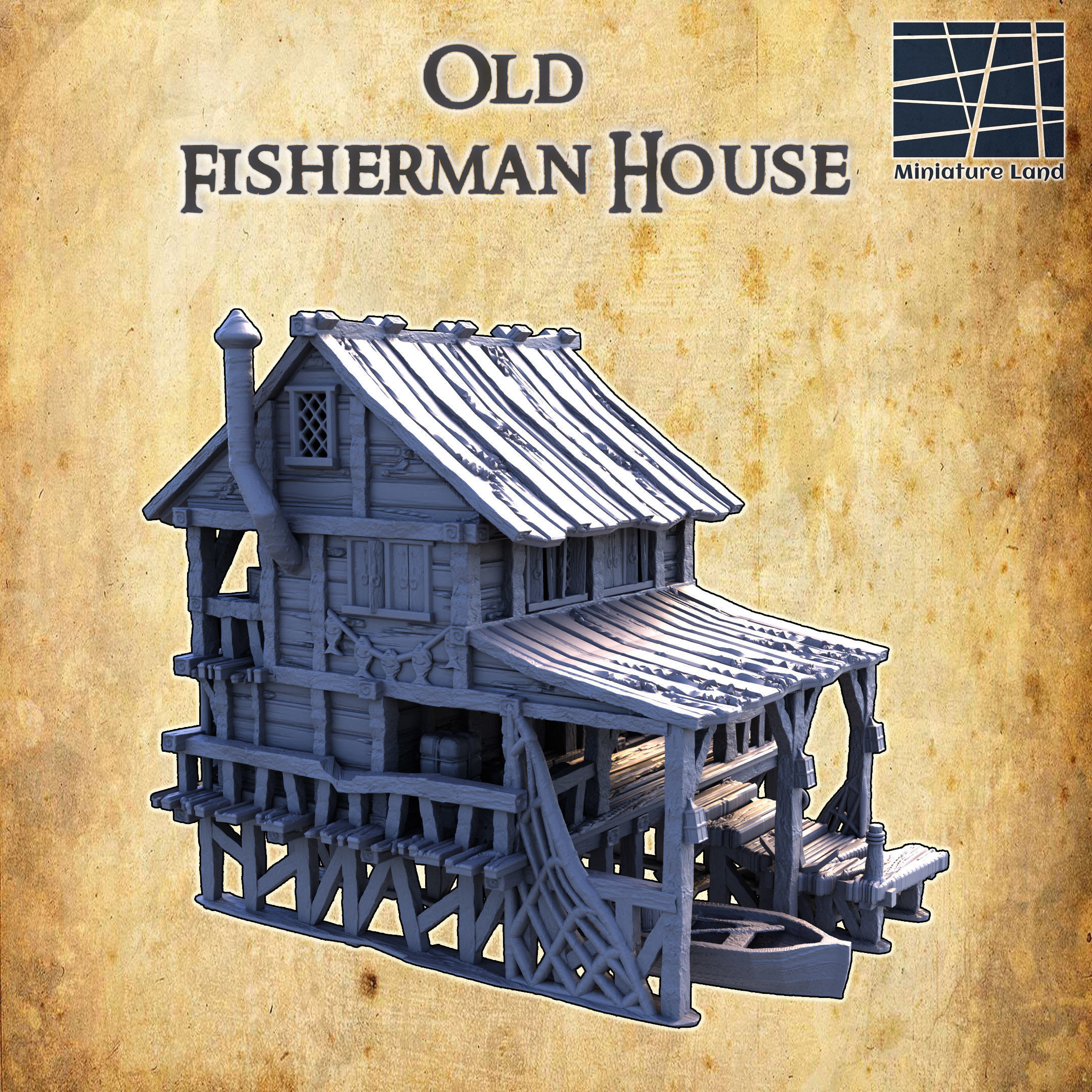 Old Fisherman House Tabletop Terrain 28 mm 3D print model 3D print model_3