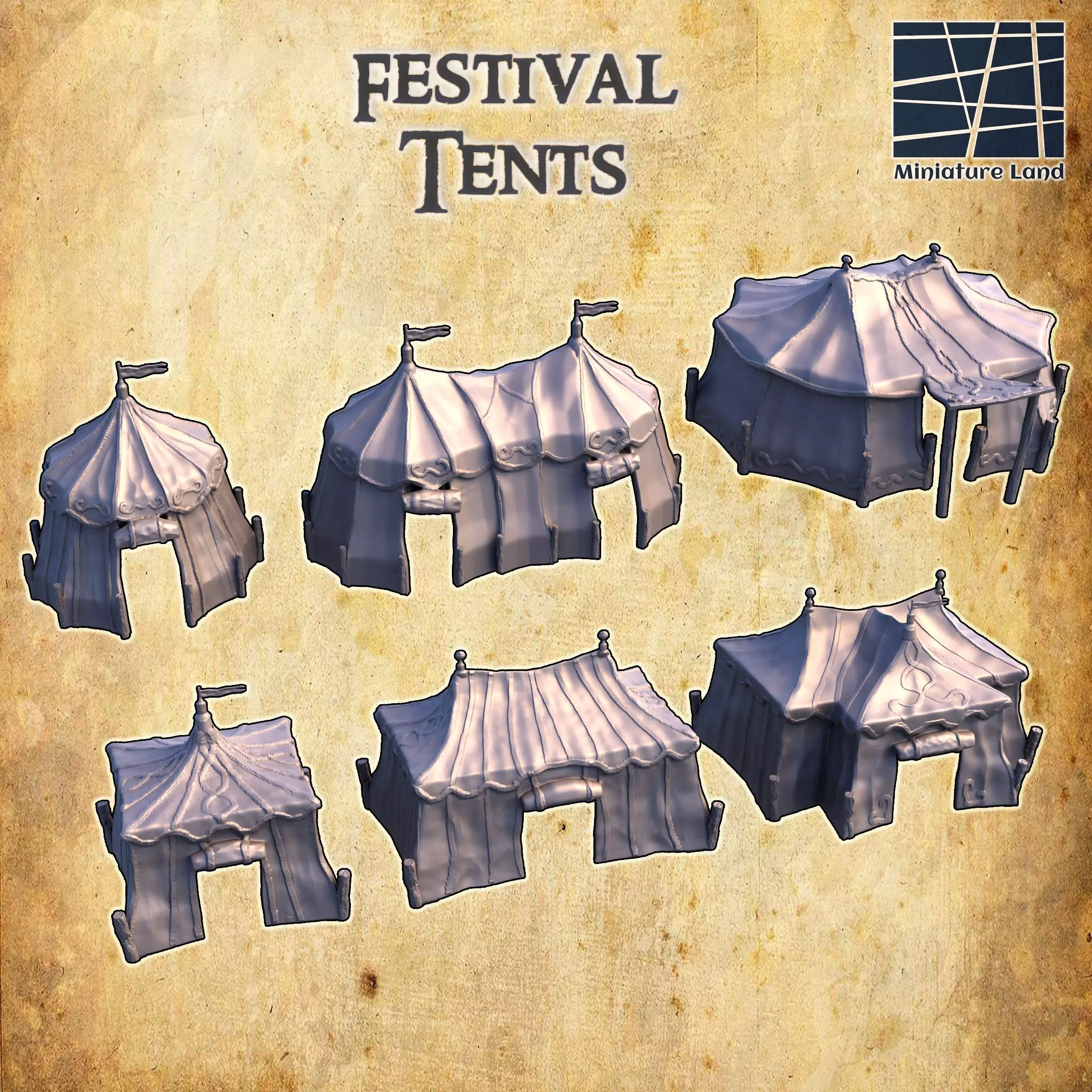Festival Tents Tabletop Terrain 28 mm 3D print model