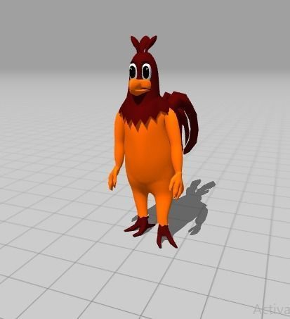 Chicken Cartoon 3d model rig and animations in blender Free 3D model_3