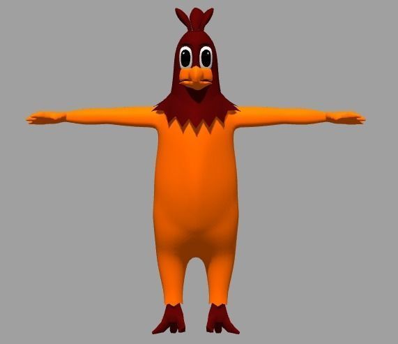 Chicken Cartoon 3d model rig and animations in blender Free 3D model_2