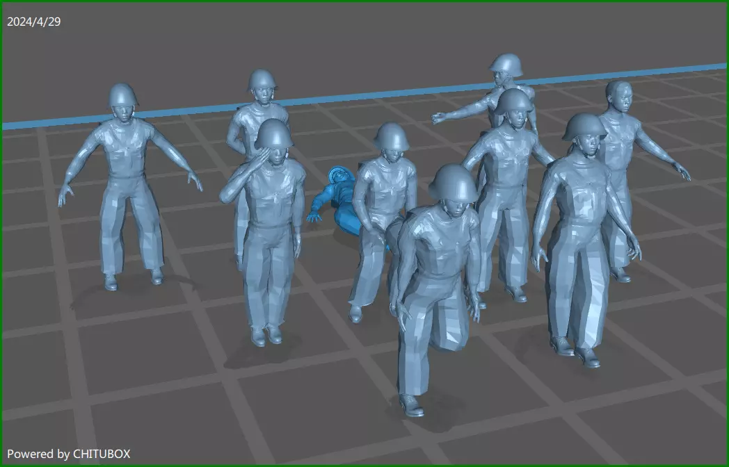 10 Japanese Imperial Navy crew figures 3D print model_0