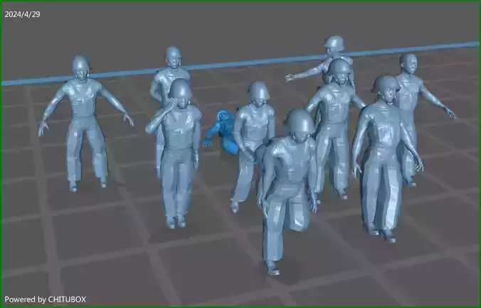 10 Japanese Imperial Navy crew figures 3D print model