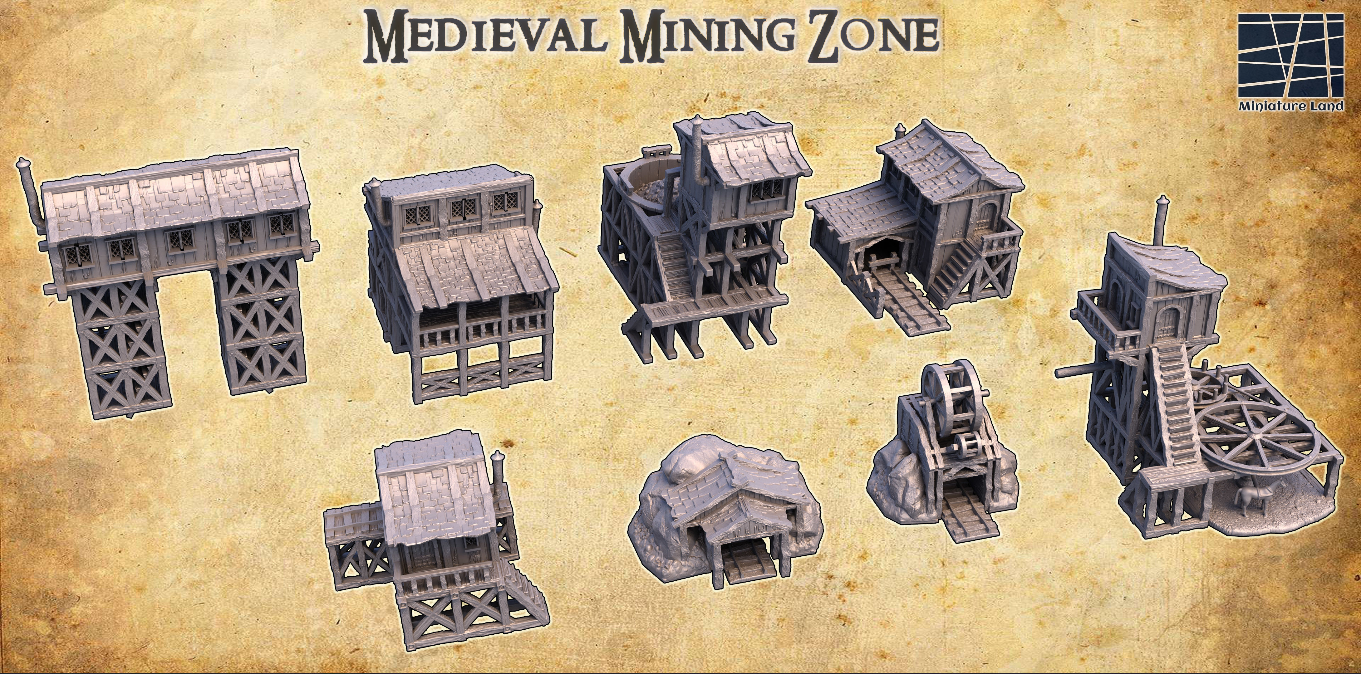 Medieval Mining Zone Tabletop Terrain 28 MM 3D print model_5