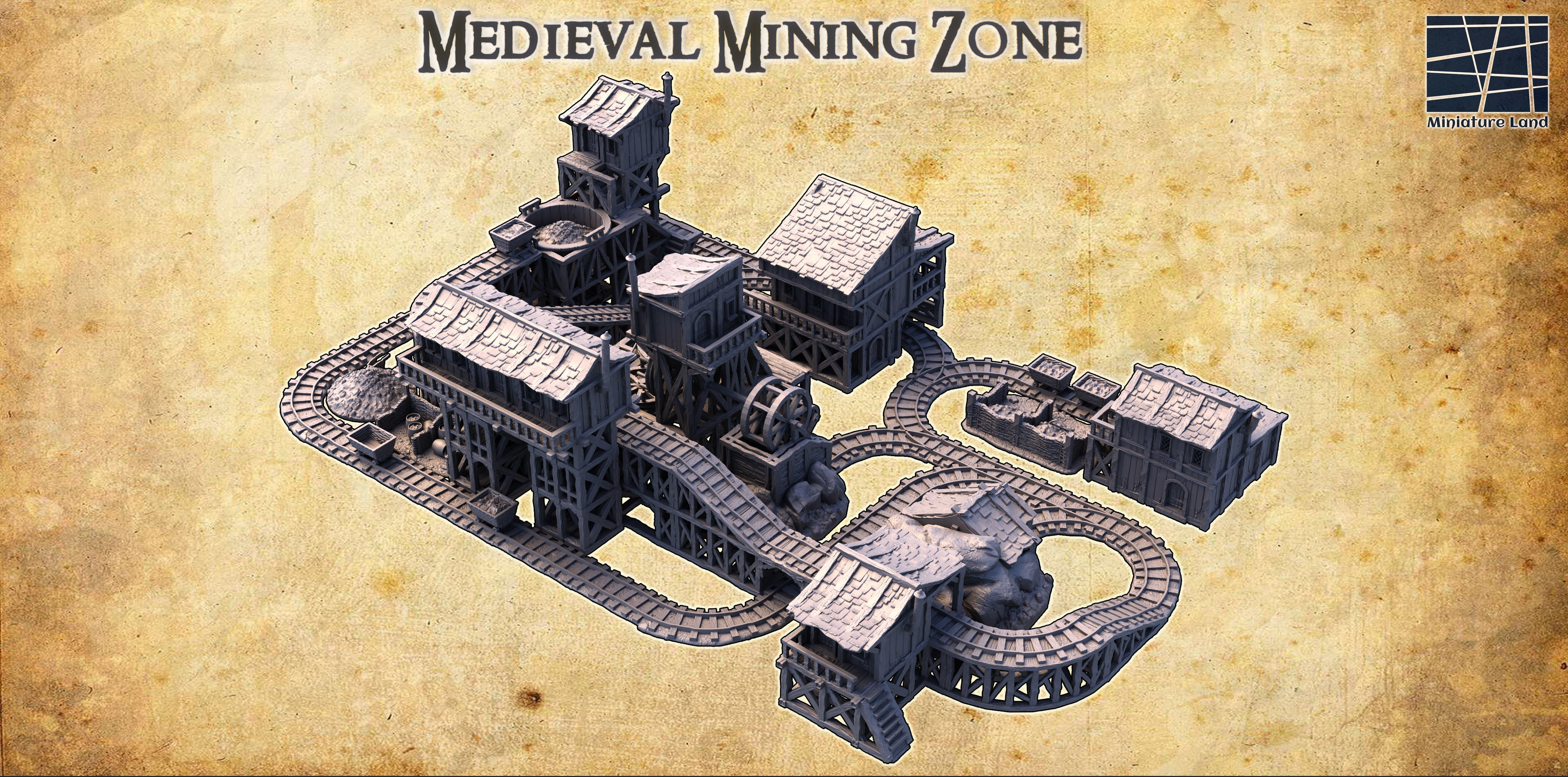 Medieval Mining Zone Tabletop Terrain 28 MM 3D print model_2