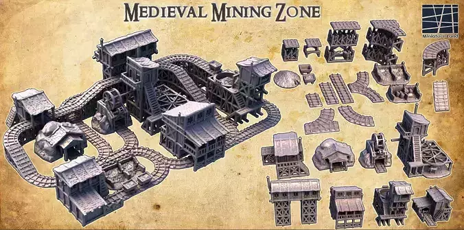 Medieval Mining Zone Tabletop Terrain 28 MM