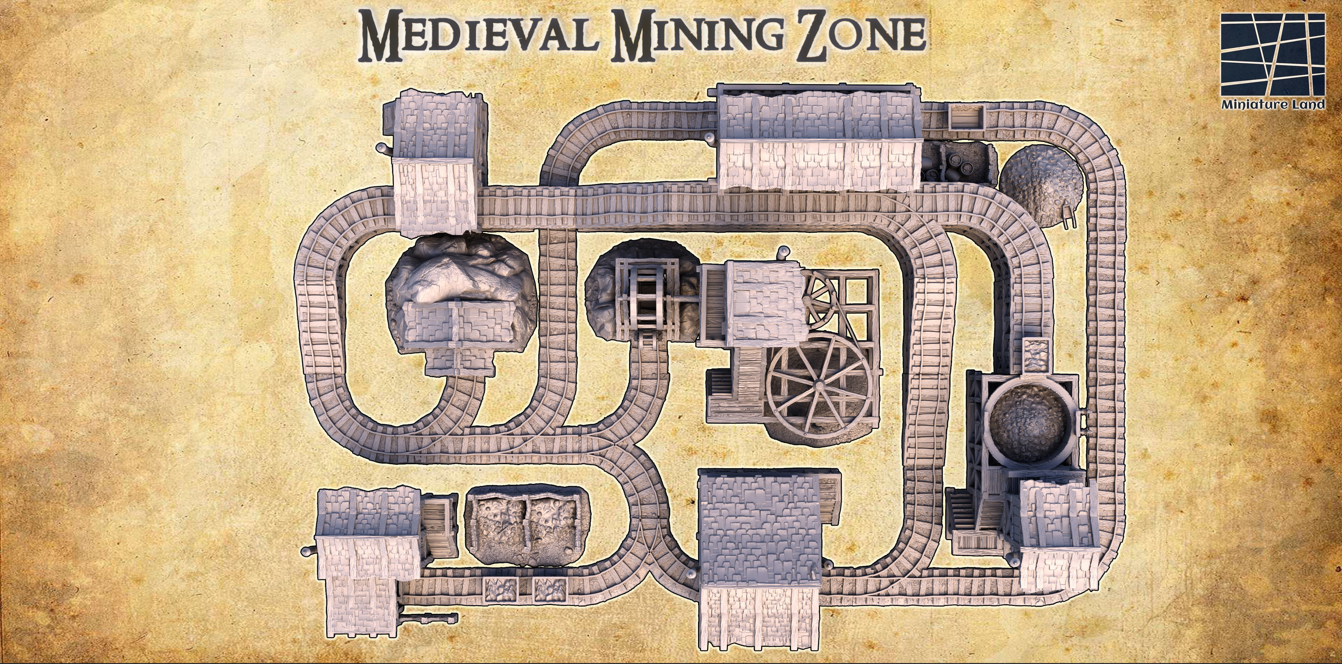 Medieval Mining Zone Tabletop Terrain 28 MM 3D print model_4