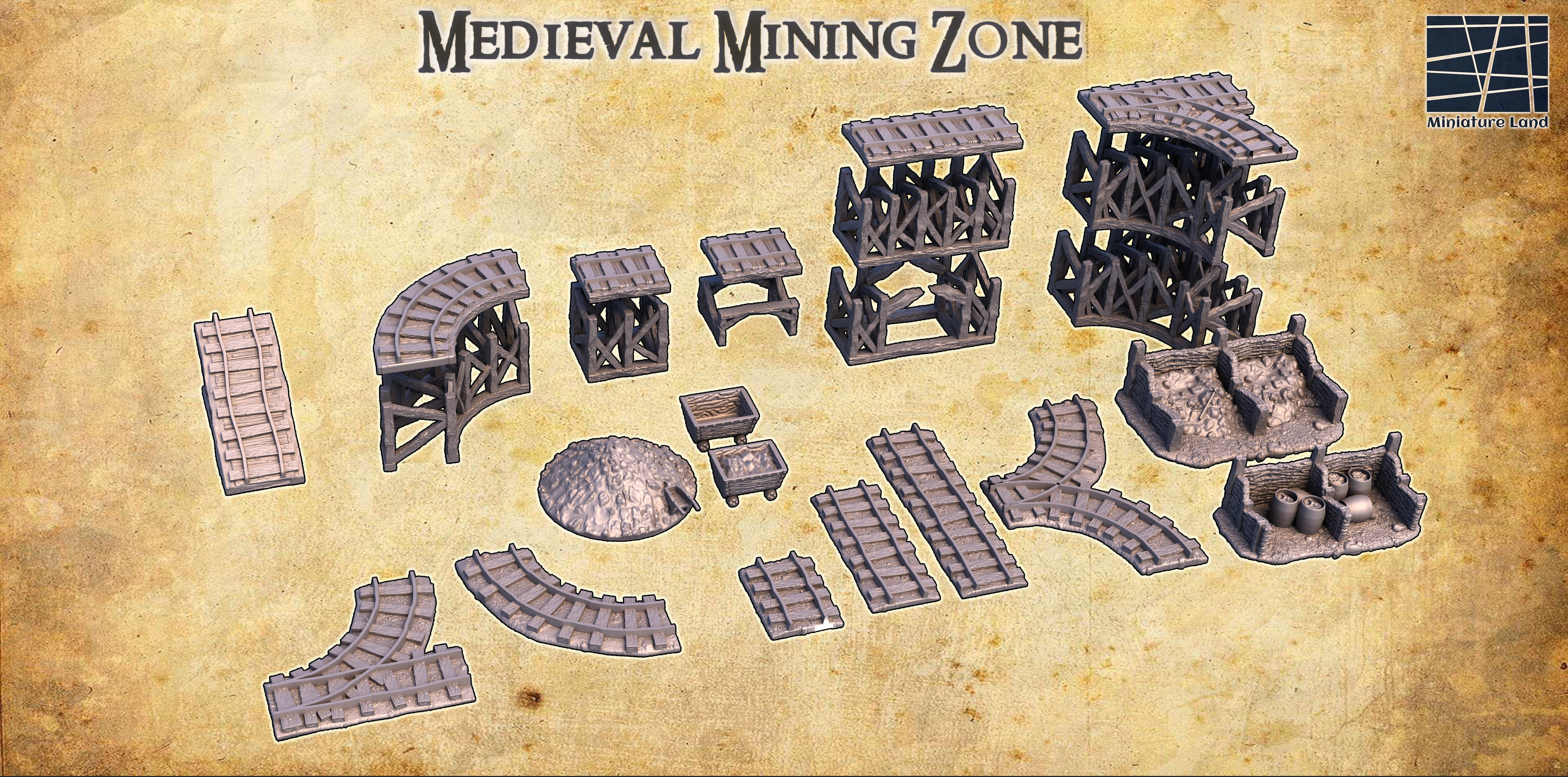 Medieval Mining Zone Tabletop Terrain 28 MM 3D print model_7