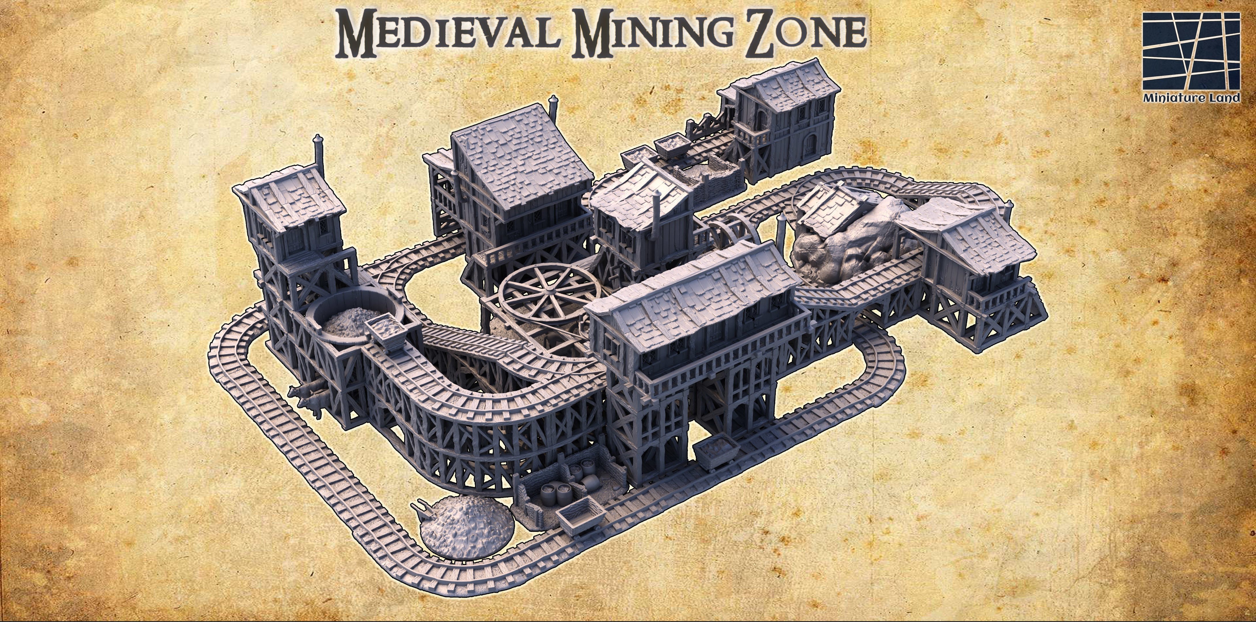 Medieval Mining Zone Tabletop Terrain 28 MM 3D print model_3