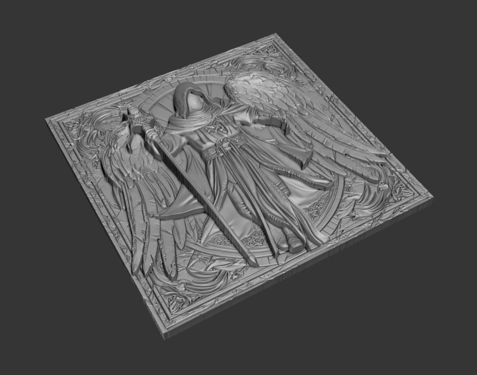 Highpoly Tile 3D Model Knight Angel Printable Kitbash 01 3D print model_2