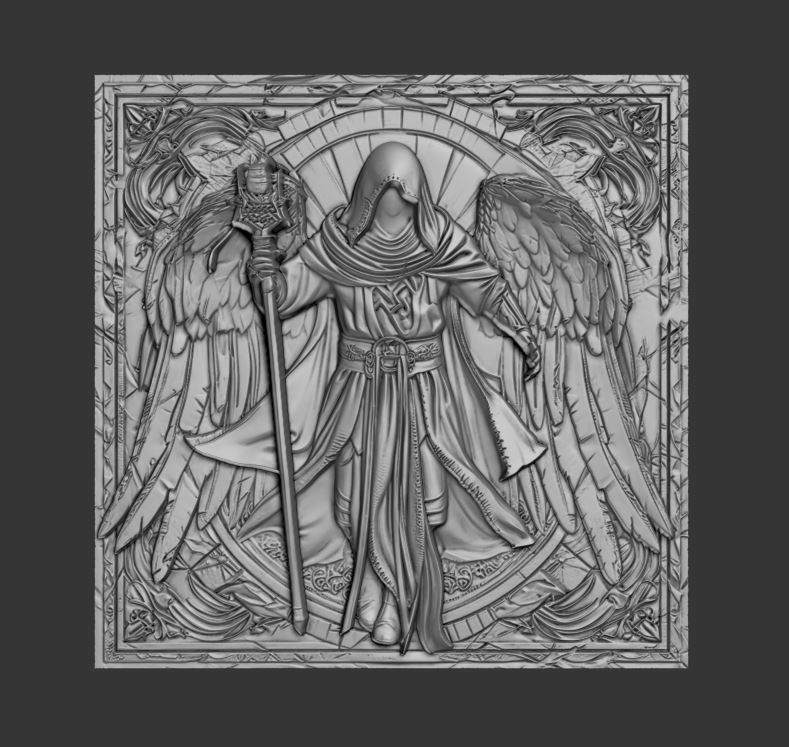 Highpoly Tile 3D Model Knight Angel Printable Kitbash 01 3D print model_1