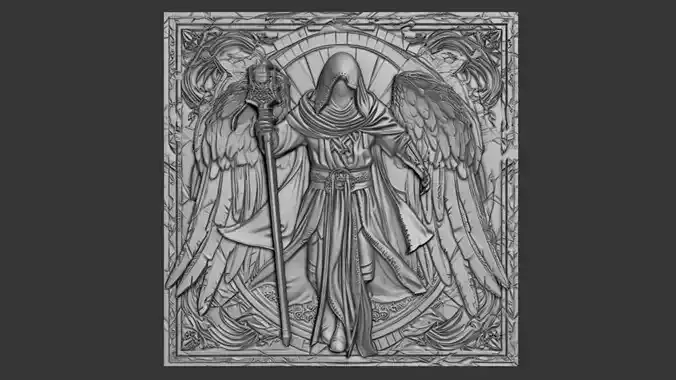 Highpoly Tile 3D Model Knight Angel Printable Kitbash 01