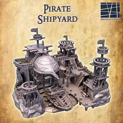 Pirate Shipyard Tabletop Terrain 28 mm 3D print model