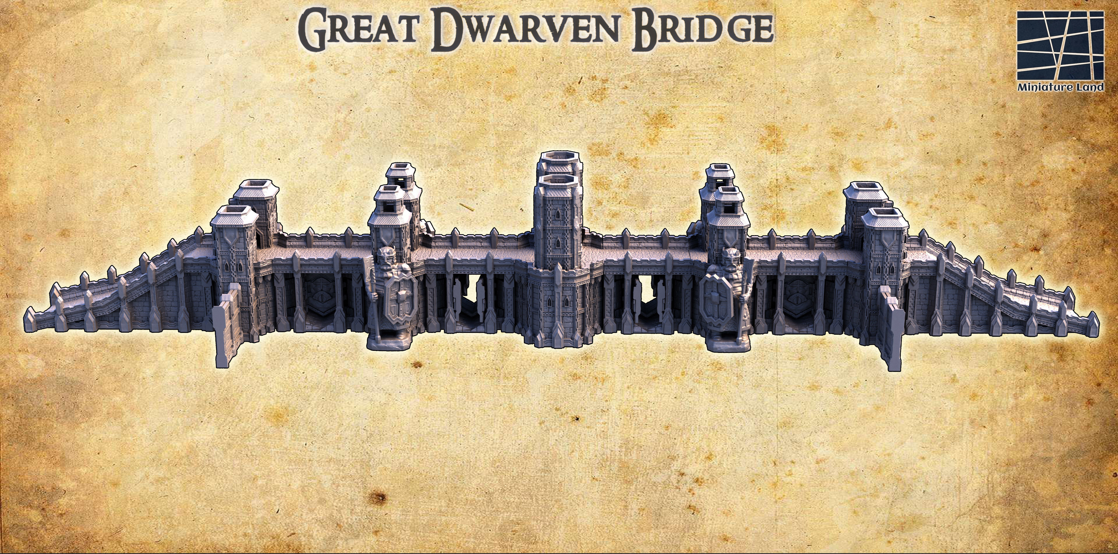 Great Dwarven Bridge Tabletop Terrain 28MM 3D print model_1