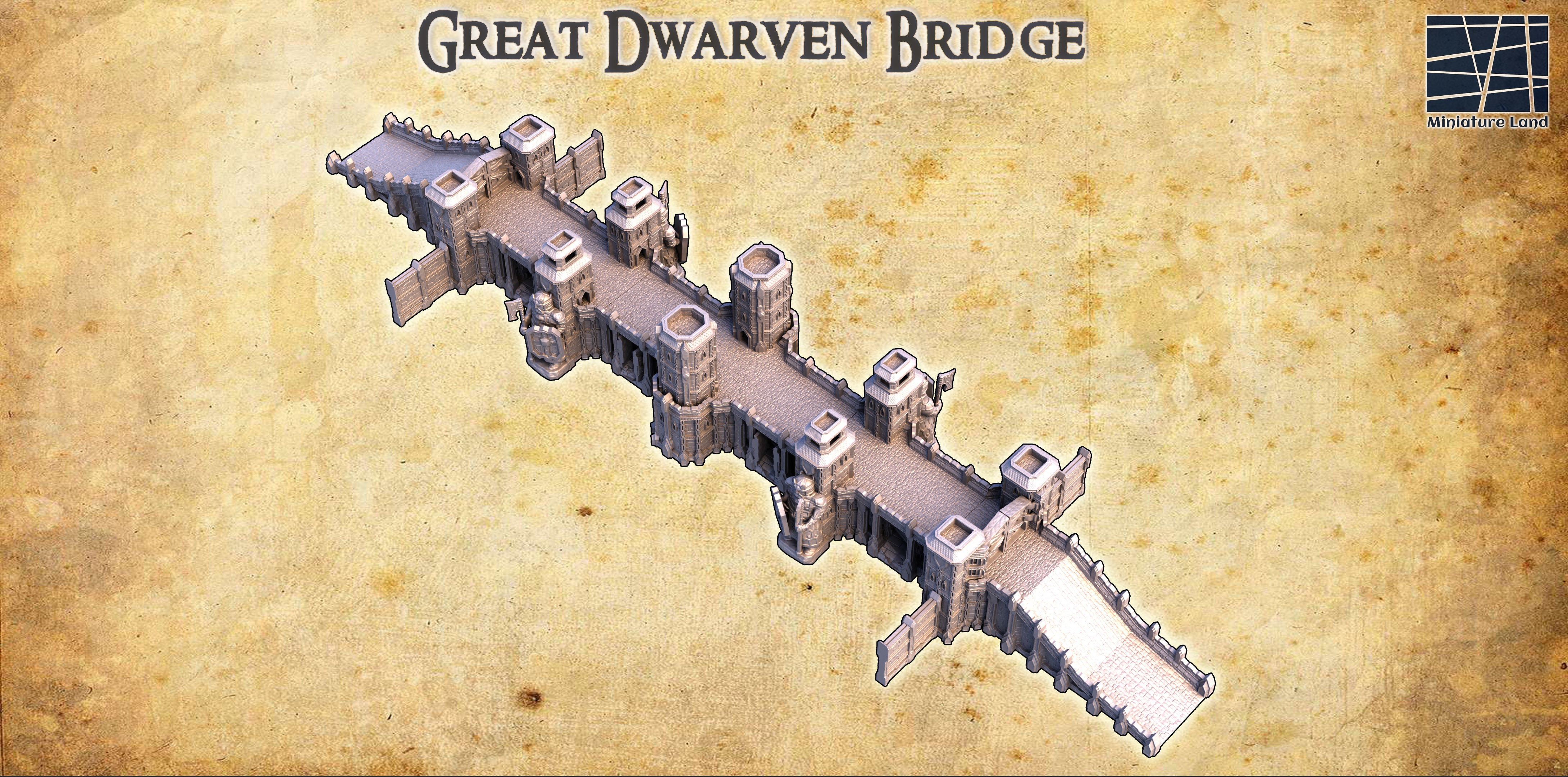 Great Dwarven Bridge Tabletop Terrain 28MM 3D print model_2