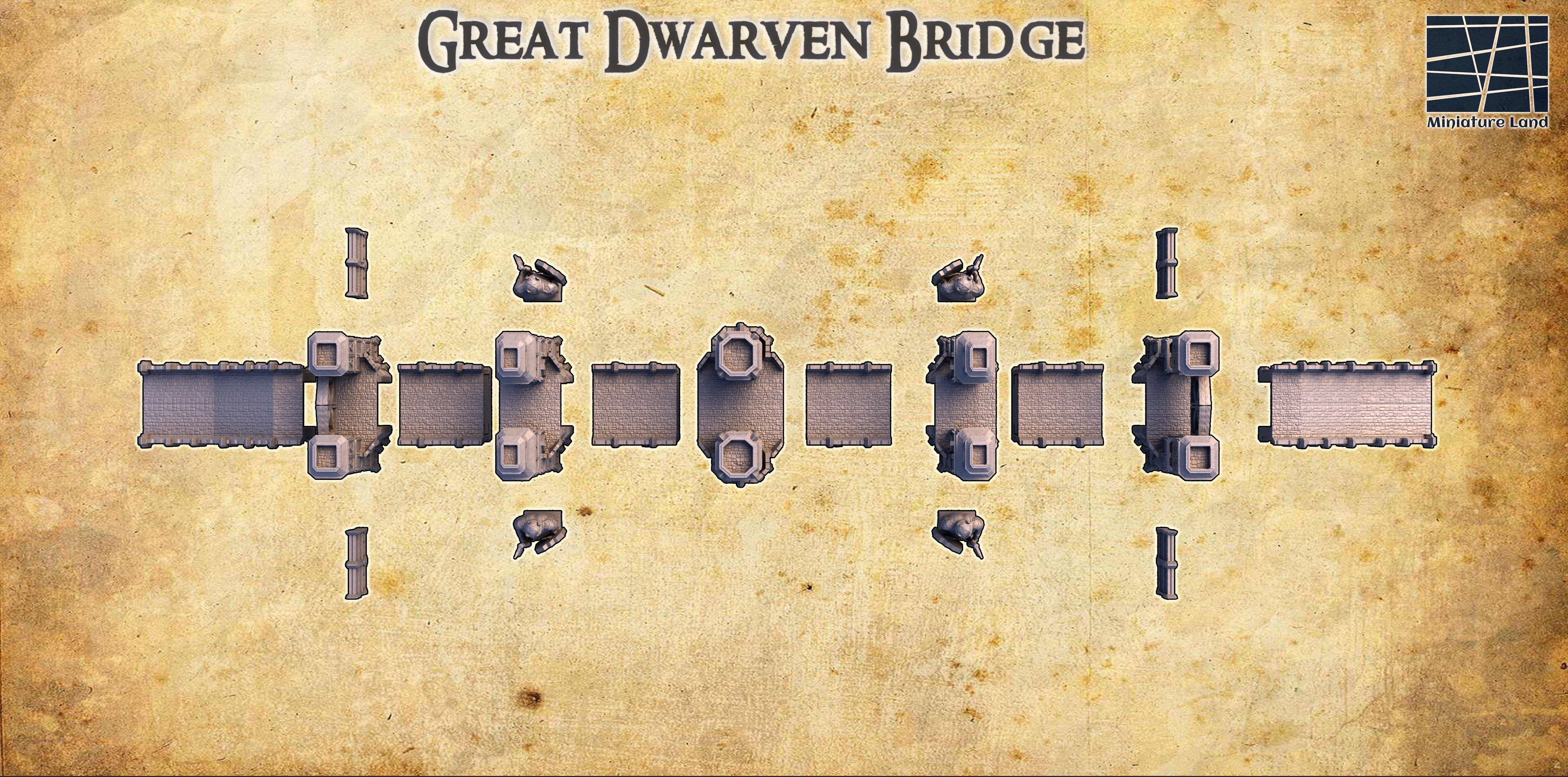Great Dwarven Bridge Tabletop Terrain 28MM 3D print model_4