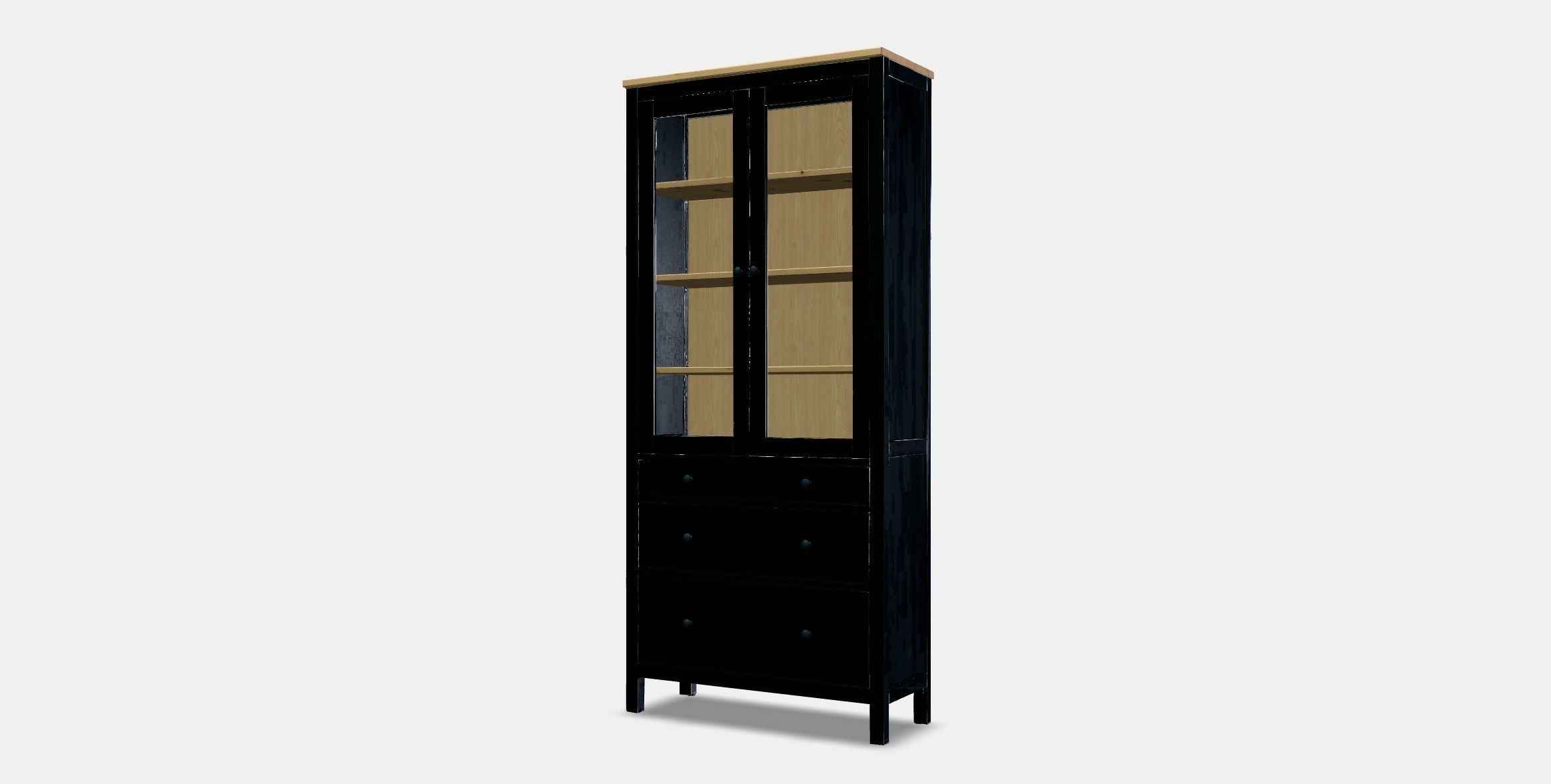 HEMNES Glassdoor cabinet with 3 drawers Low-poly 3D model_12