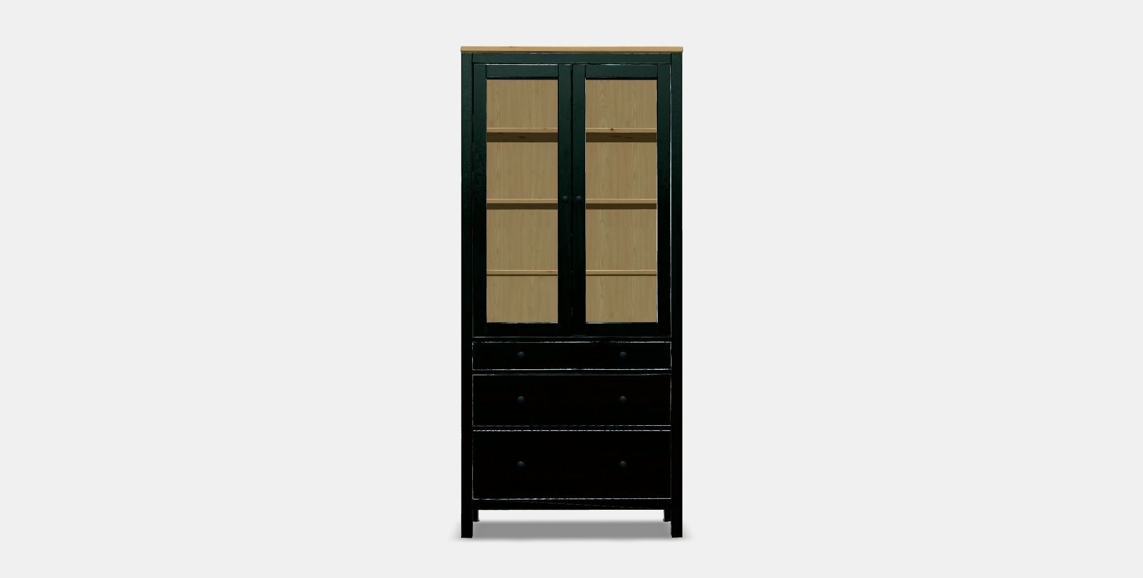 HEMNES Glassdoor cabinet with 3 drawers Low-poly 3D model_9