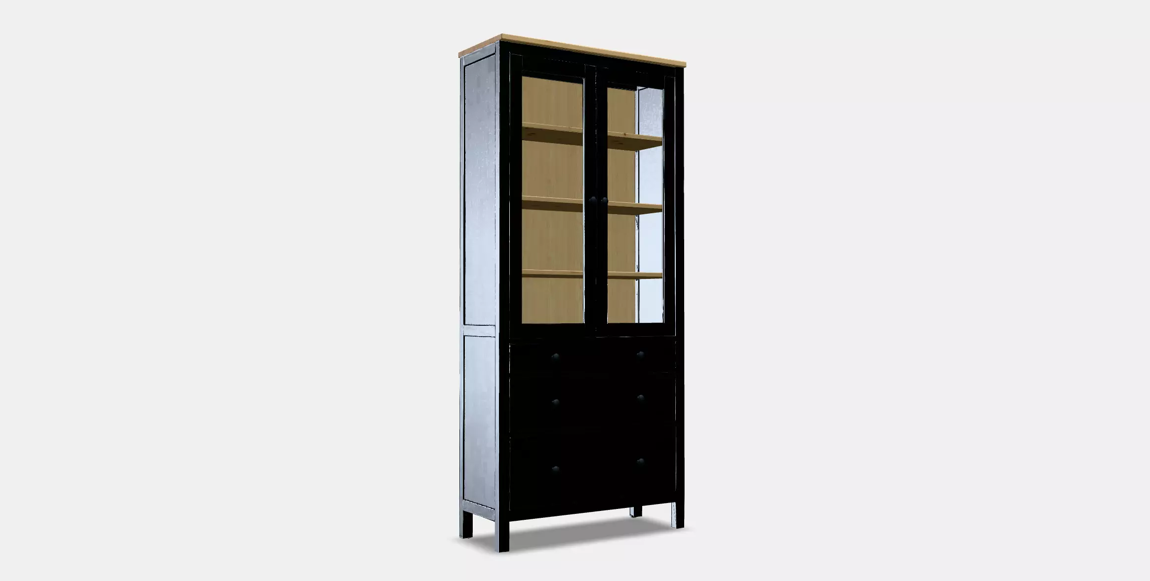 HEMNES Glassdoor cabinet with 3 drawers Low-poly 3D model_0