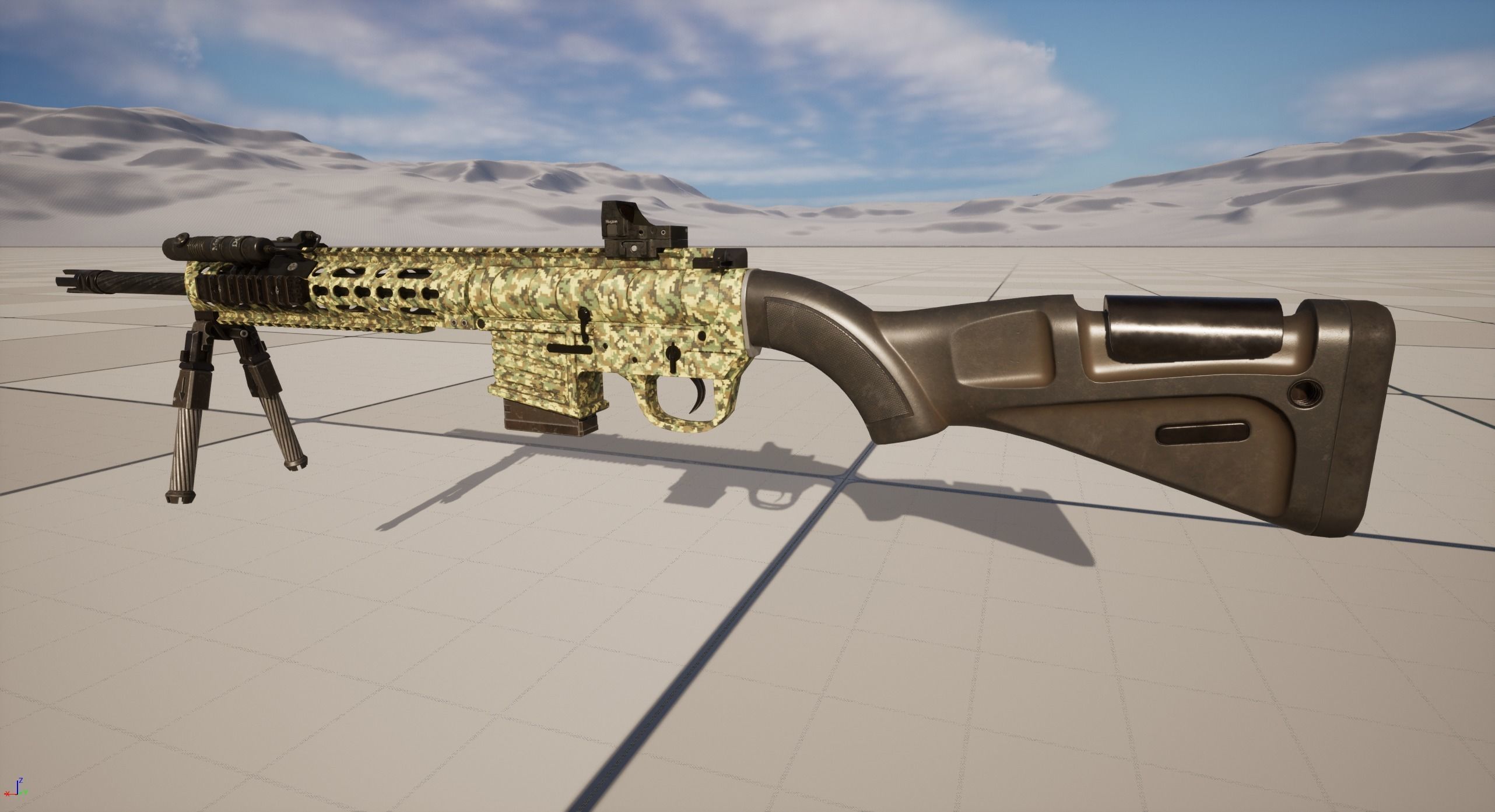 Sniper Rifle 2 Used Low-poly 3D model_9