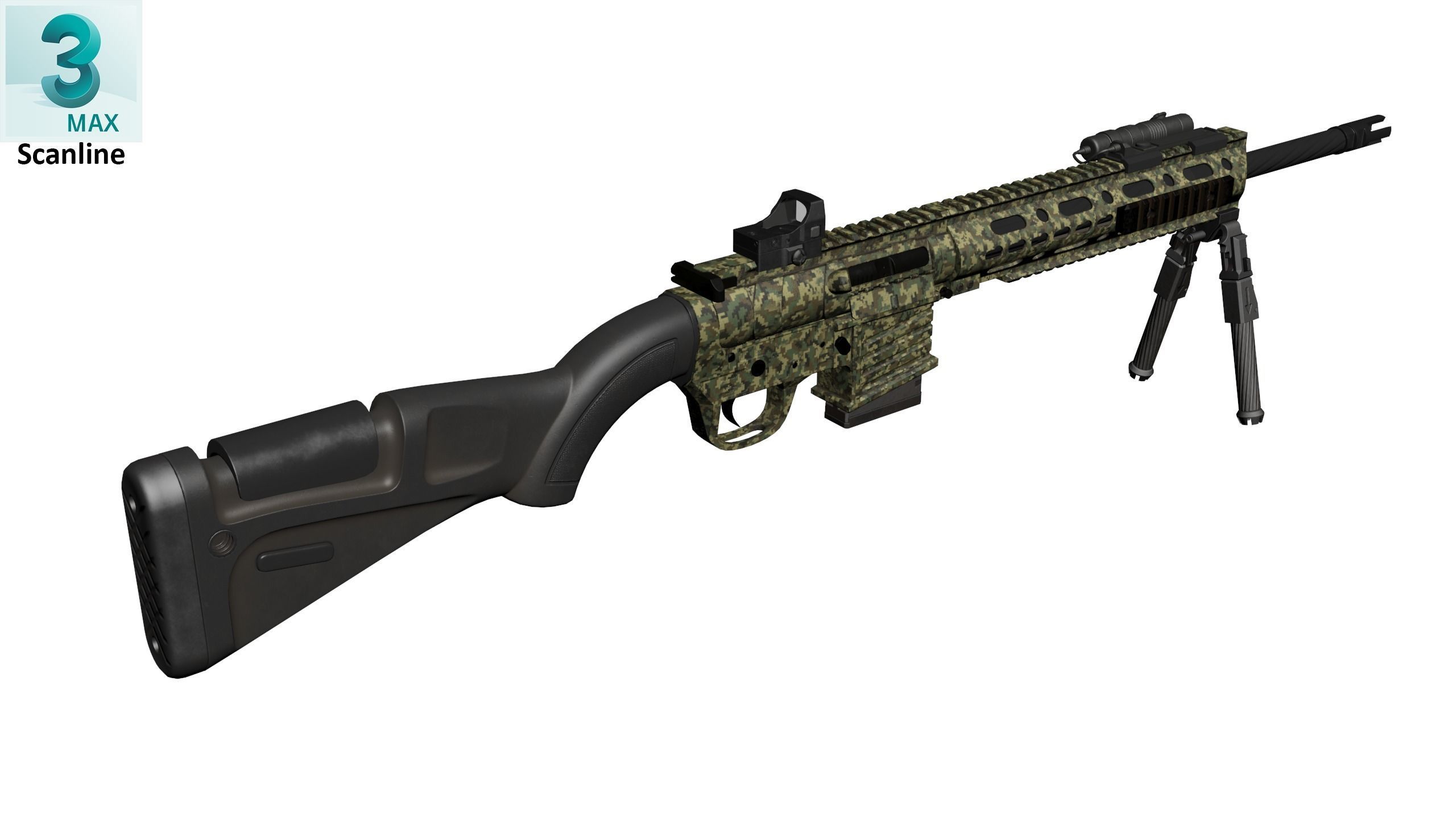 Sniper Rifle 2 Used Low-poly 3D model_19