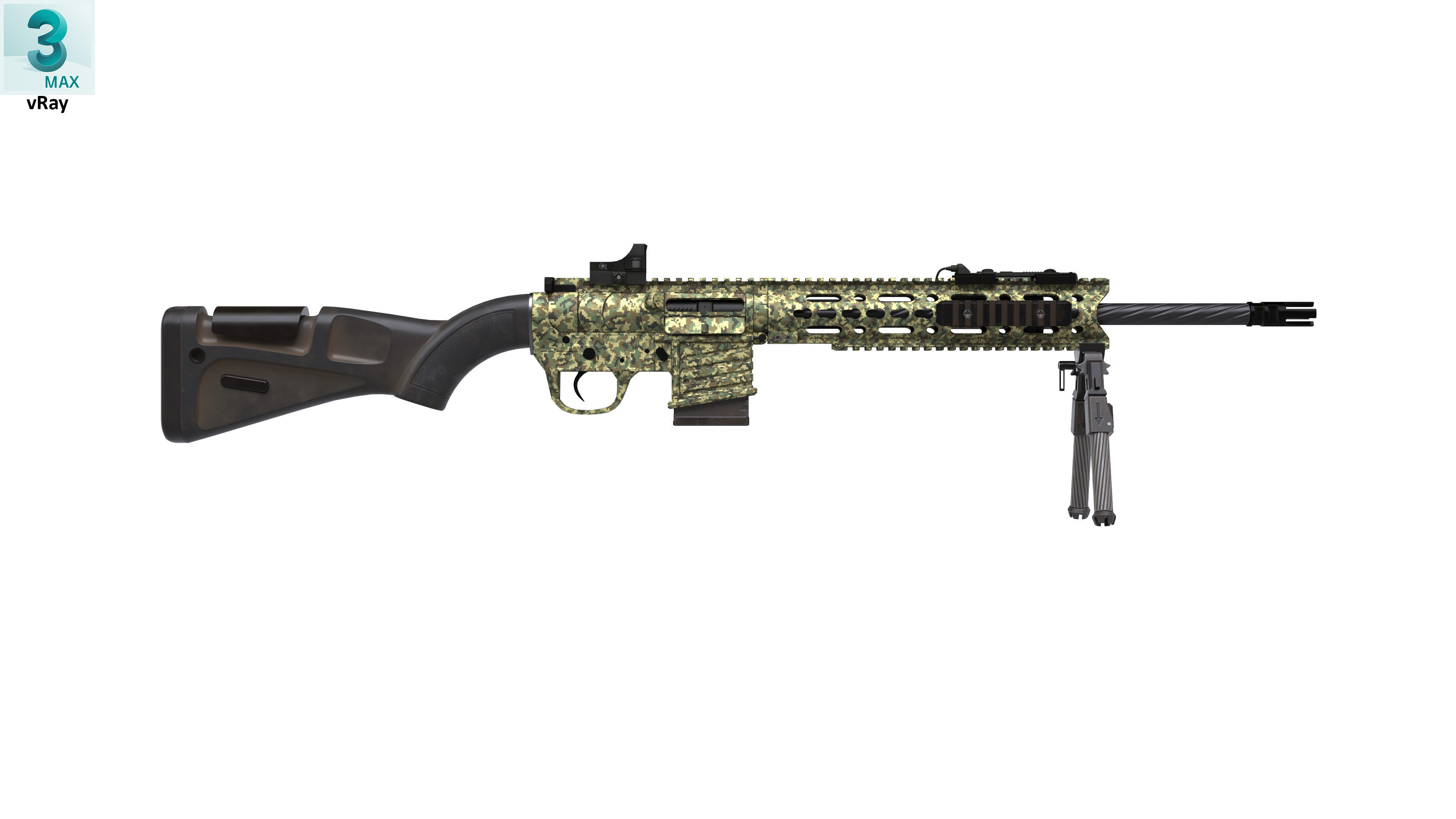 Sniper Rifle 2 Used Low-poly 3D model_4