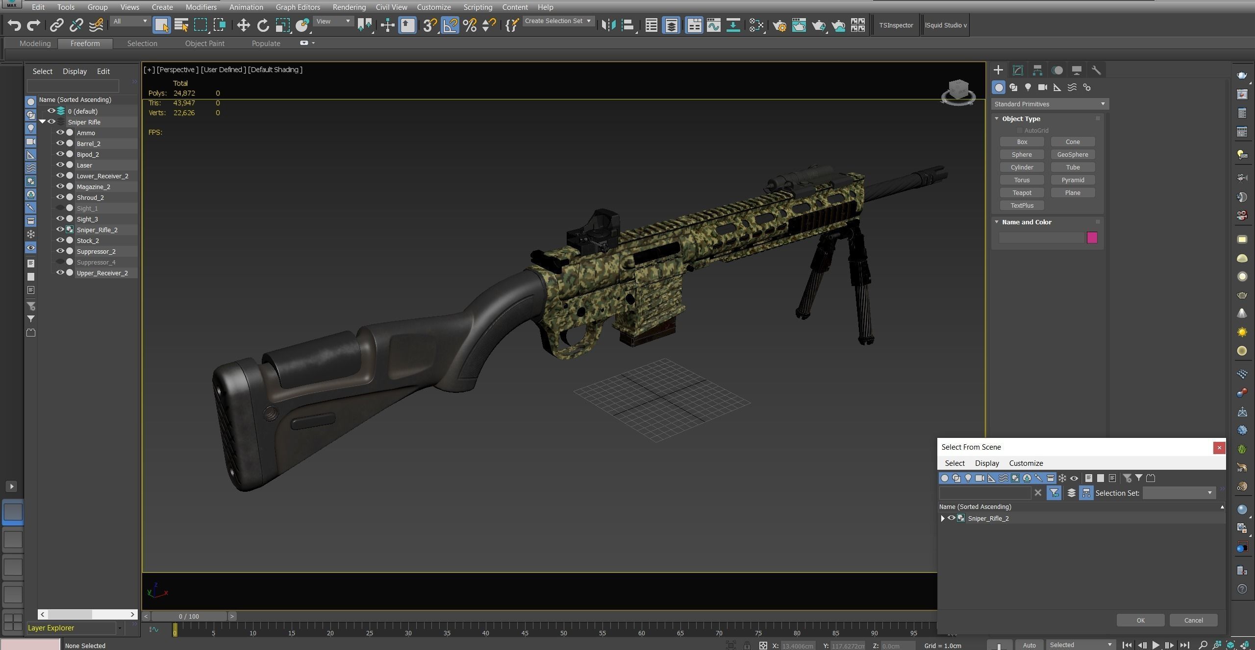 Sniper Rifle 2 Used Low-poly 3D model_20