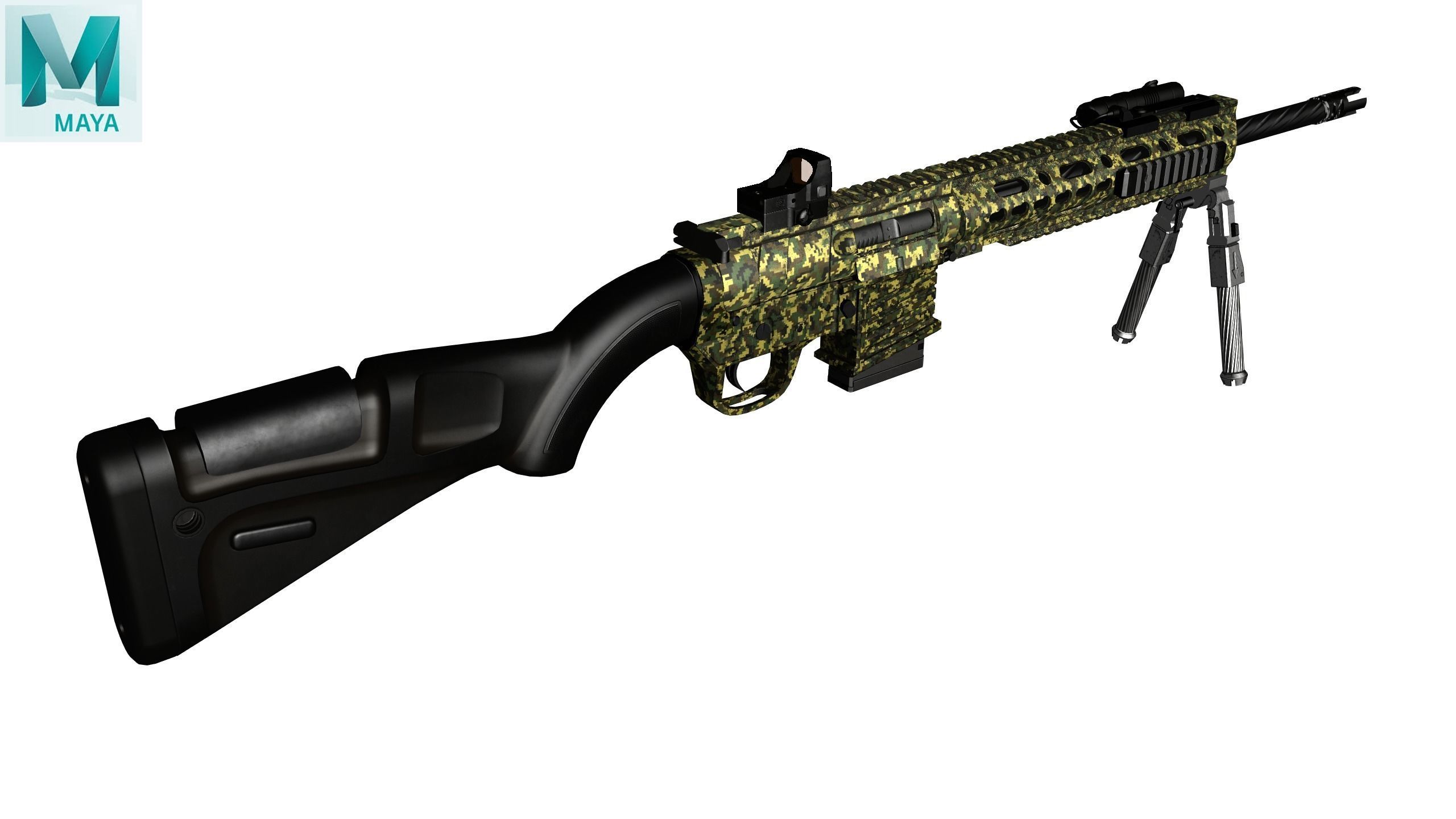 Sniper Rifle 2 Used Low-poly 3D model_21