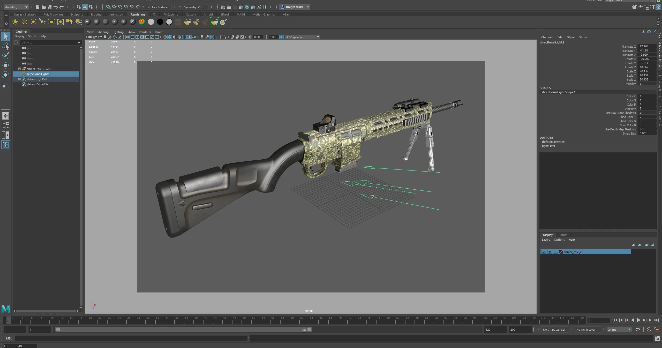 Sniper Rifle 2 Used Low-poly 3D model_22