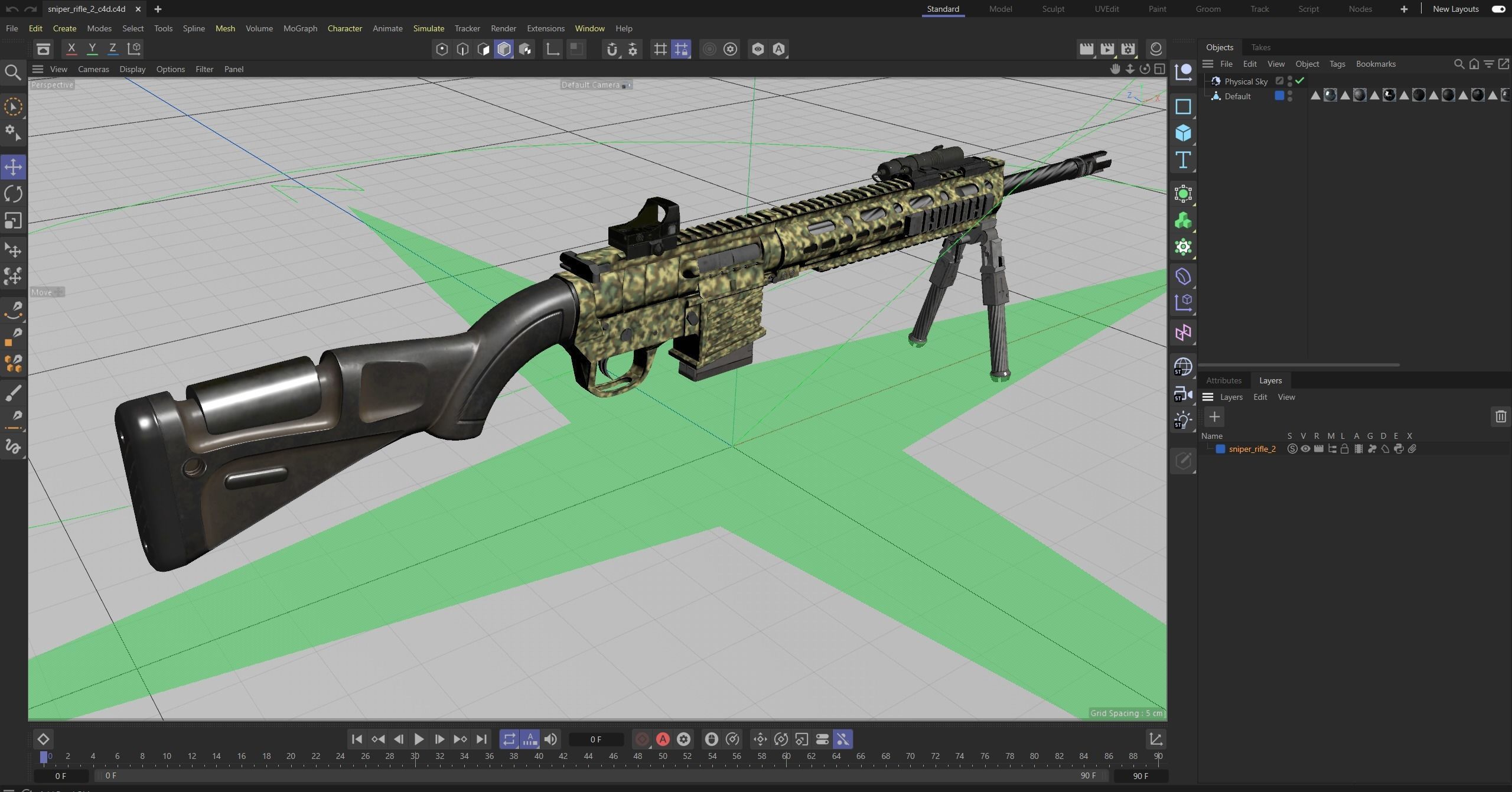 Sniper Rifle 2 Used Low-poly 3D model_24