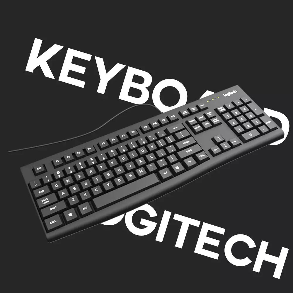 Logitech computer keyboard Low-poly 3D model_0